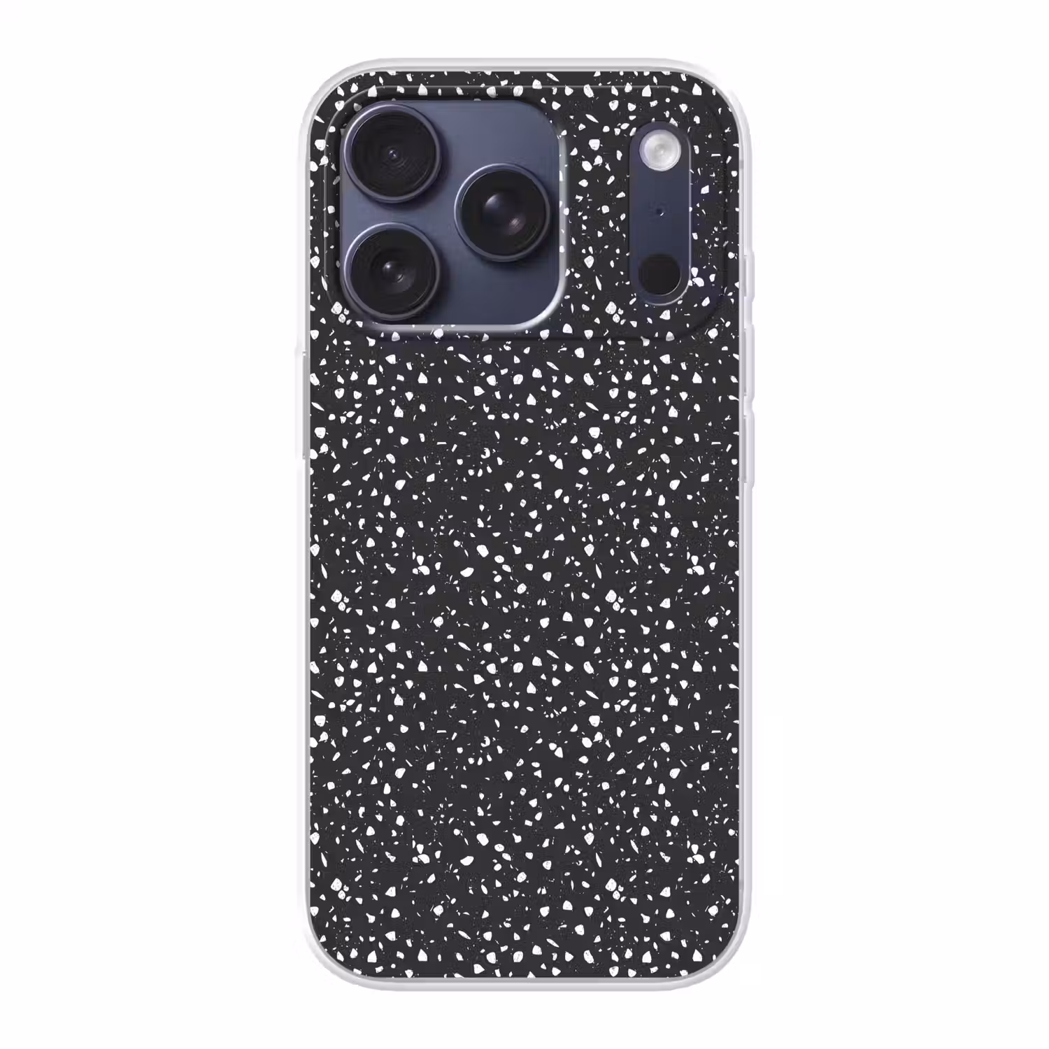 Terrazzo - Patroon - Zwart - Wit Telefoonhoesje iPhone 17 Pro klein 878 -3d