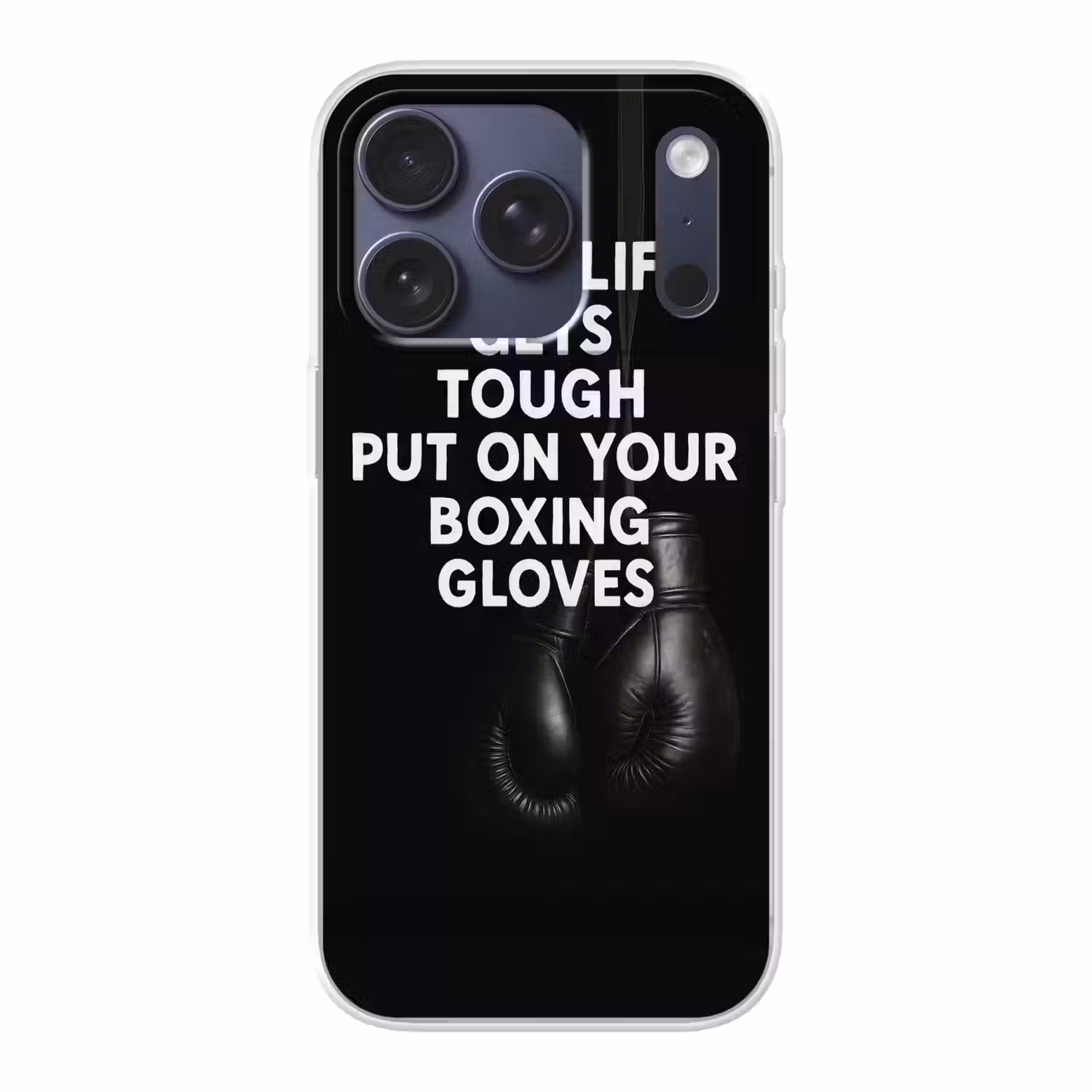 Tekst - Bokshandschoenen - Wit Telefoonhoesje iPhone 17 Pro klein -3d