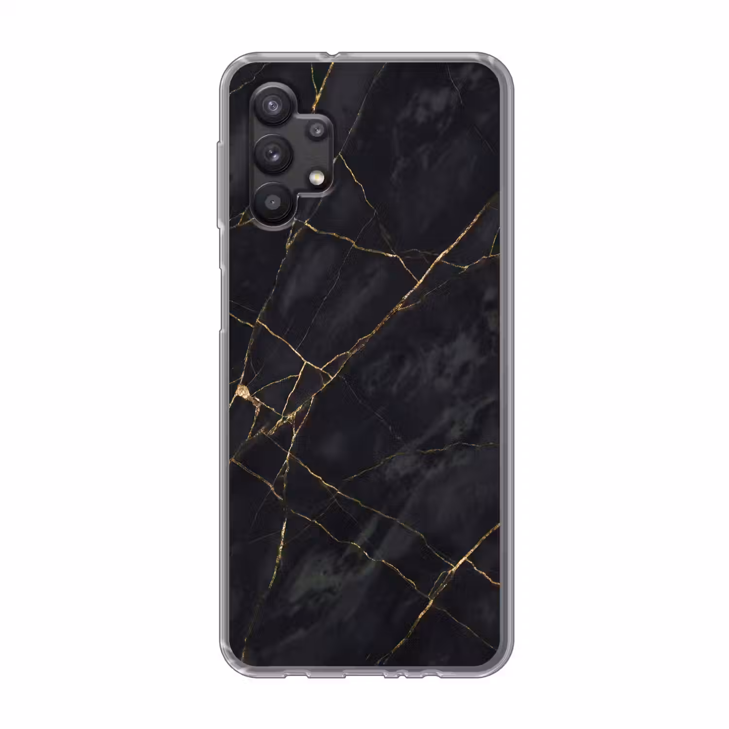 Textuur - Gouden lijnen - Abstract - Modern - Zwart Telefoonhoesje Samsung Galaxy A32 5G klein -3d