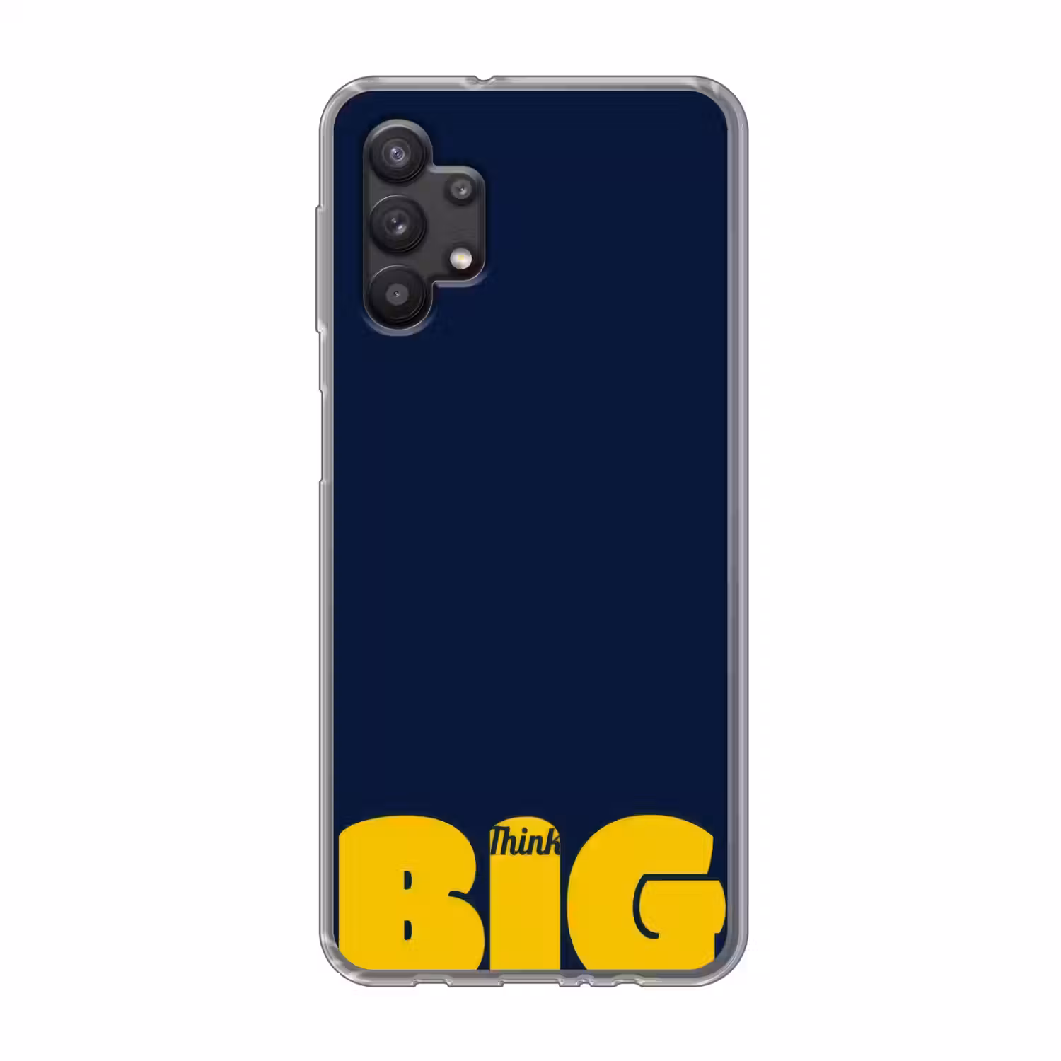 Think big - Blauw - Geel Telefoonhoesje Samsung Galaxy A32 5G klein -3d