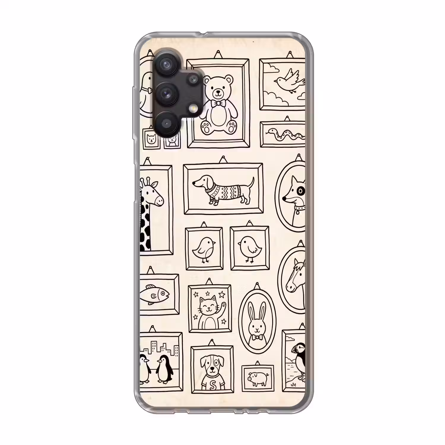 Dieren - Illustratie - Lijsten - Galerij - Speels Telefoonhoesje Samsung Galaxy A32 5G klein -3d