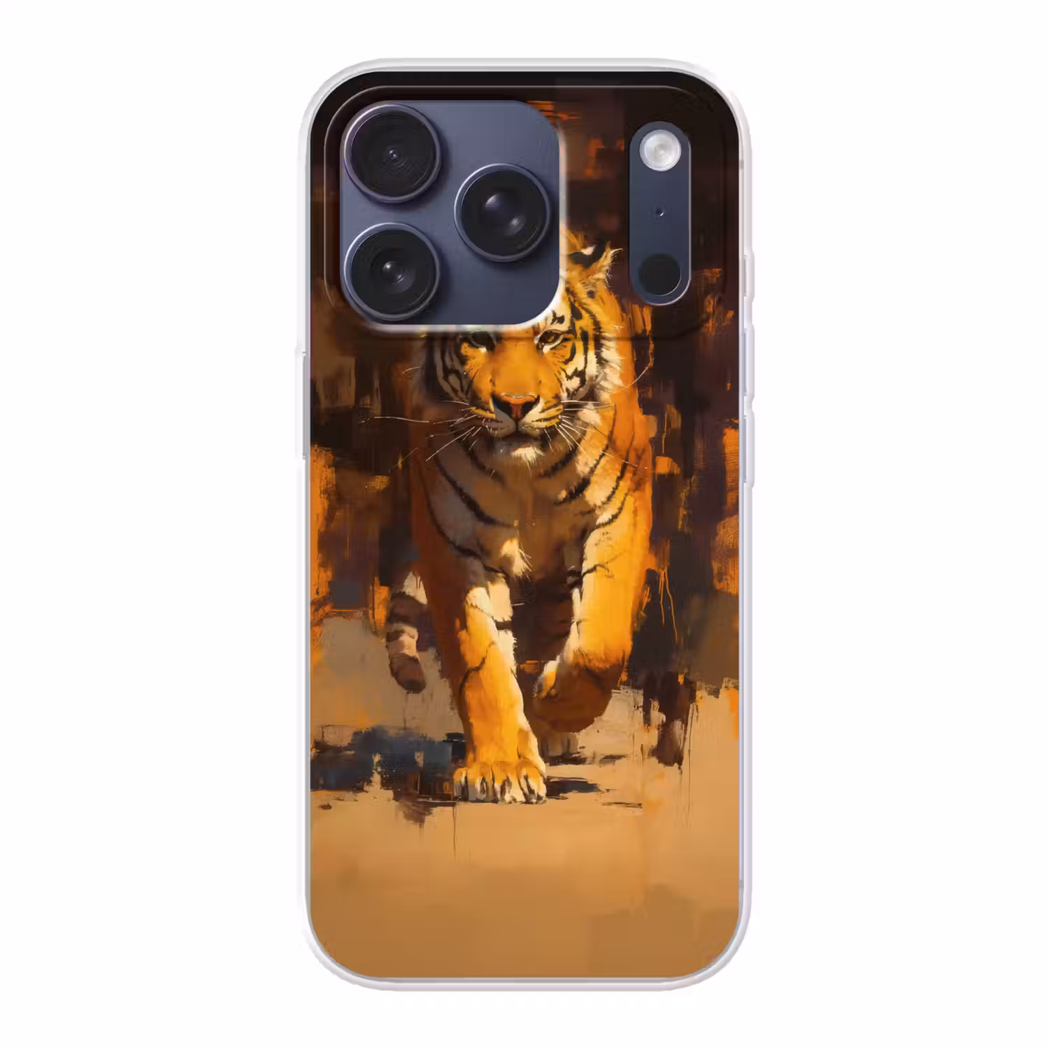 Tijger - Geschilderd - Oranje - Penseelstreken Telefoonhoesje iPhone 17 Pro klein -3d