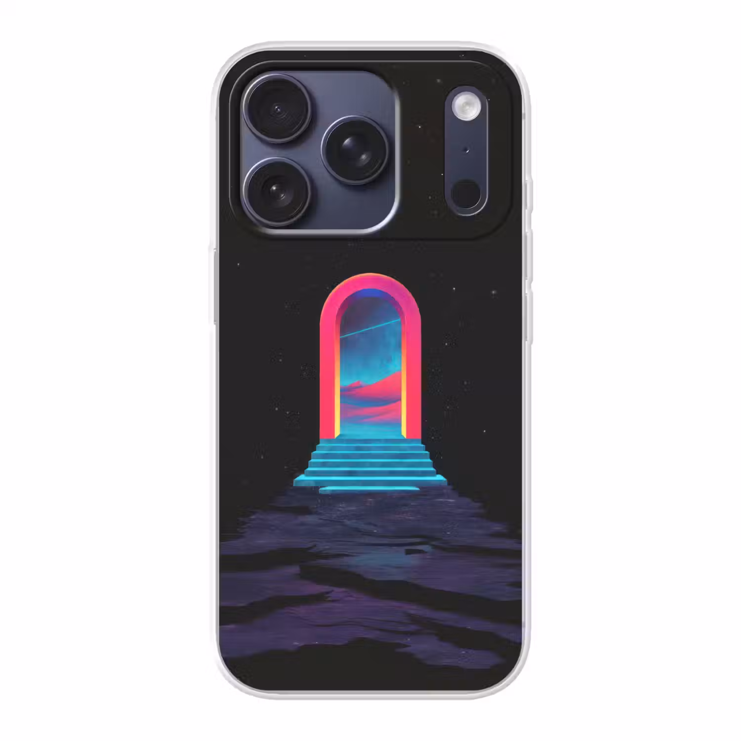 Poortje - Landschap - Sterrenhemel - Roze Telefoonhoesje iPhone 17 Pro klein -3d