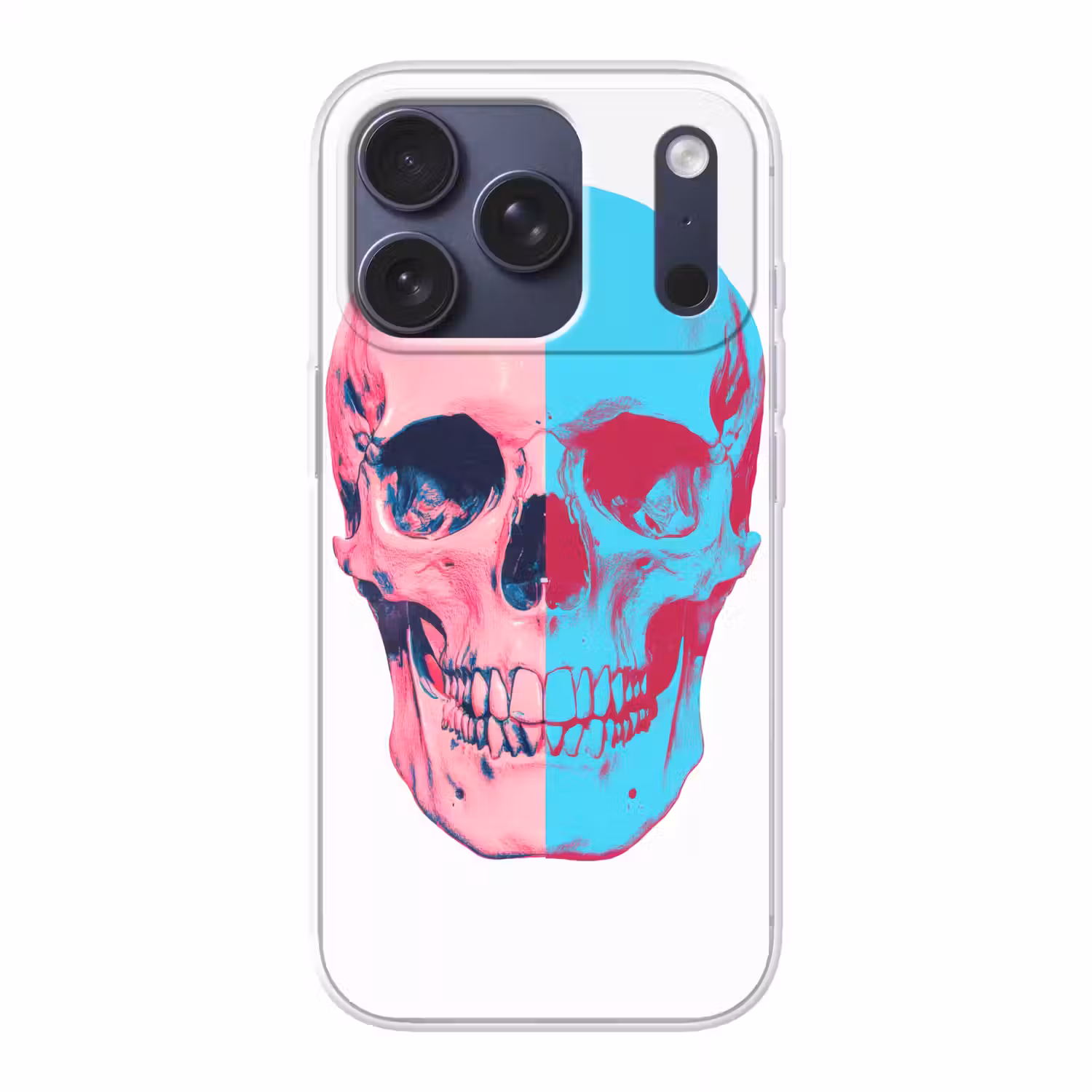 Schedel - Grafisch - Roze - Verdeeld Telefoonhoesje iPhone 17 Pro klein -3d