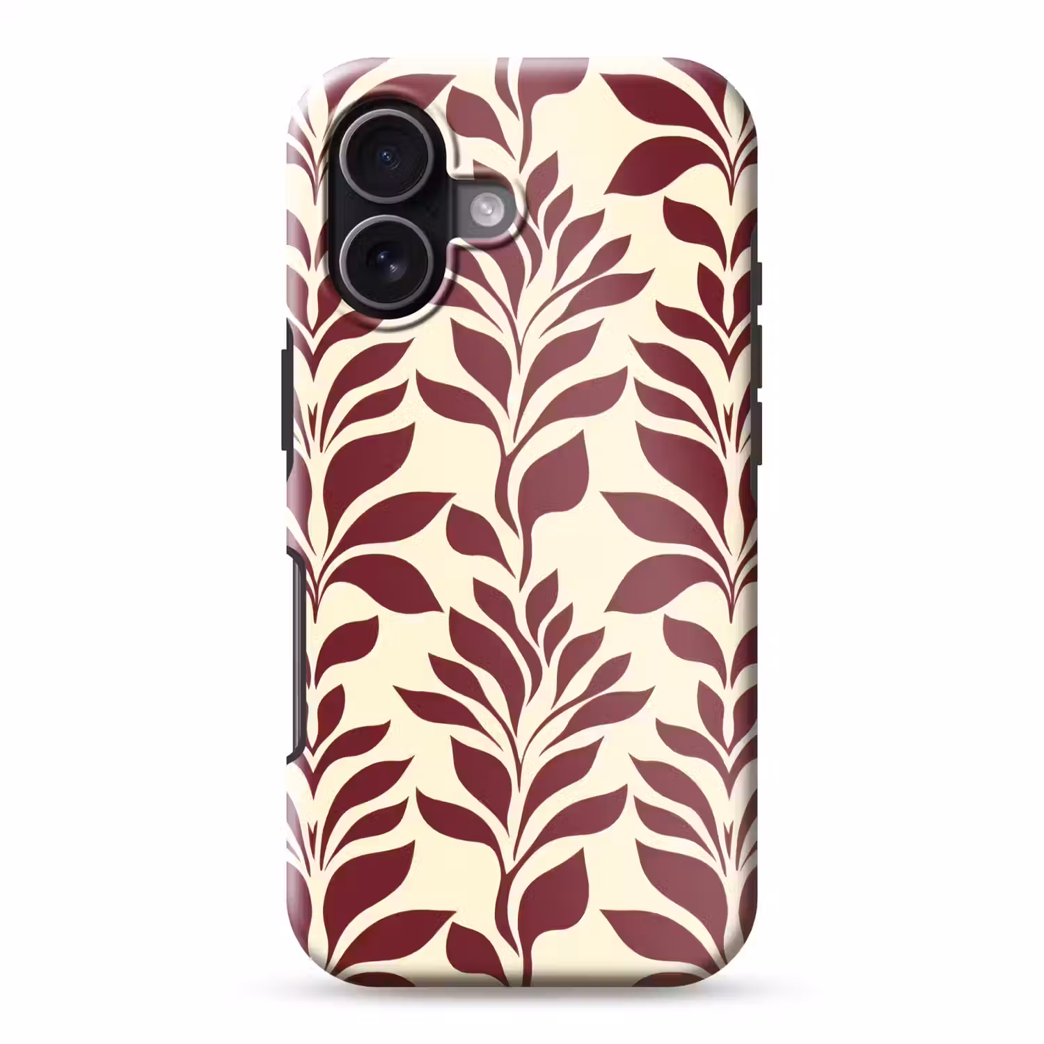 Abstract - Bladeren - Burgundy Toughcase MagSafe Apple iPhone 17 klein 1017 -3d