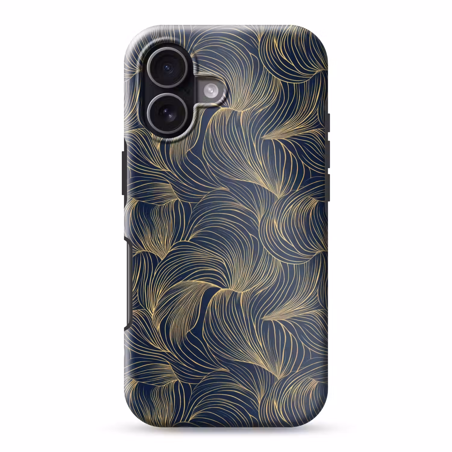 Abstract - Lijnen - Blauw - Goud Toughcase MagSafe Apple iPhone 17 klein 1017 -3d