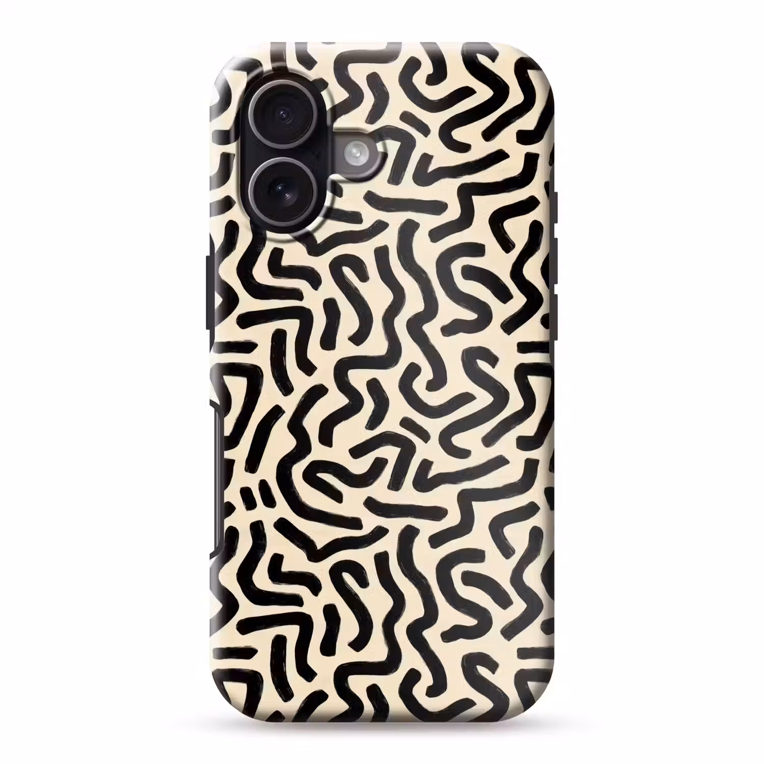Abstract - Lijnen - Zwart Toughcase MagSafe Apple iPhone 17 klein 1017 -3d