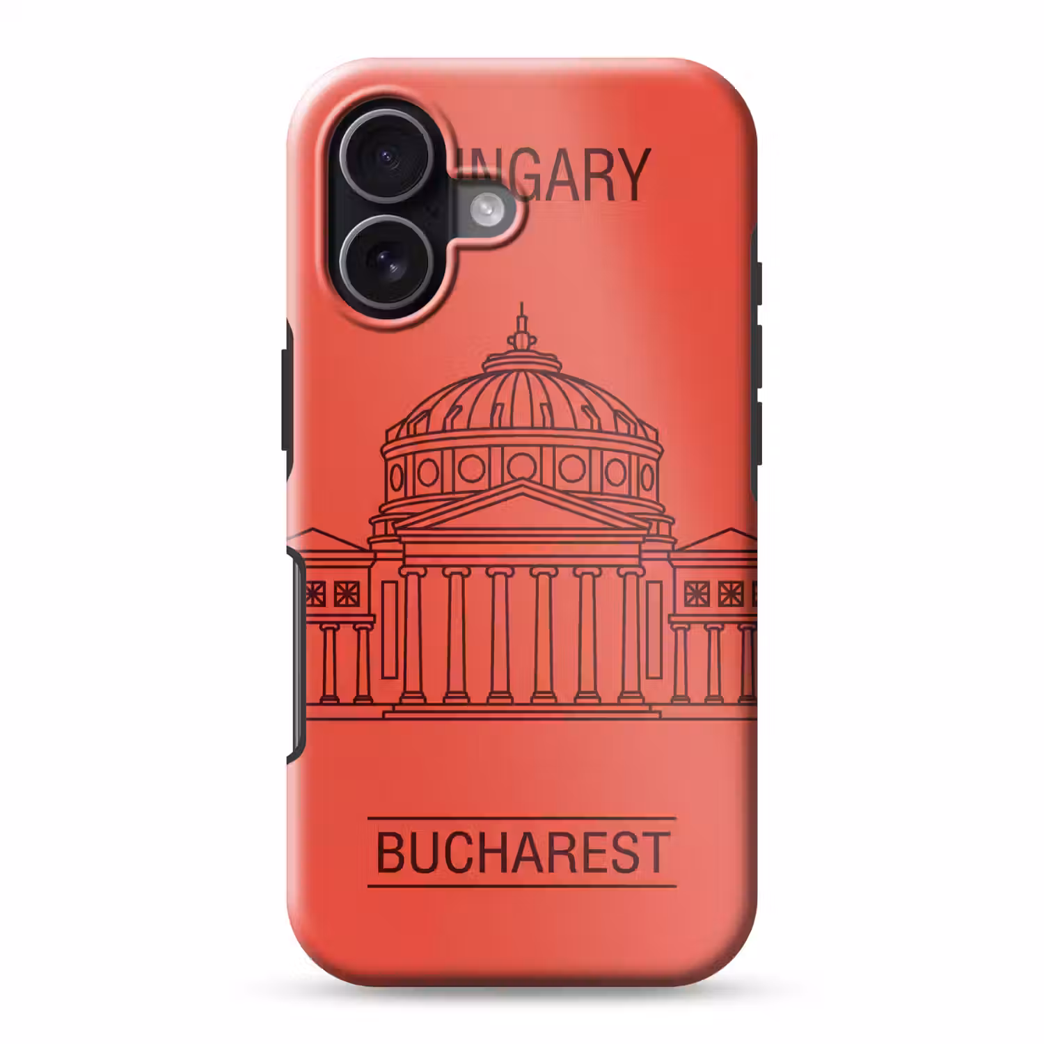 Architectuur - Boekarest - Stedelijk - Lijntekening - Rood Toughcase MagSafe Apple iPhone 17 klein -3d