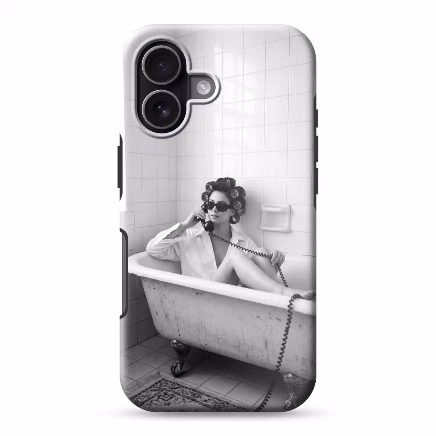 Bad - Vrouw - Zwart - Wit Toughcase MagSafe Apple iPhone 17 klein -3d