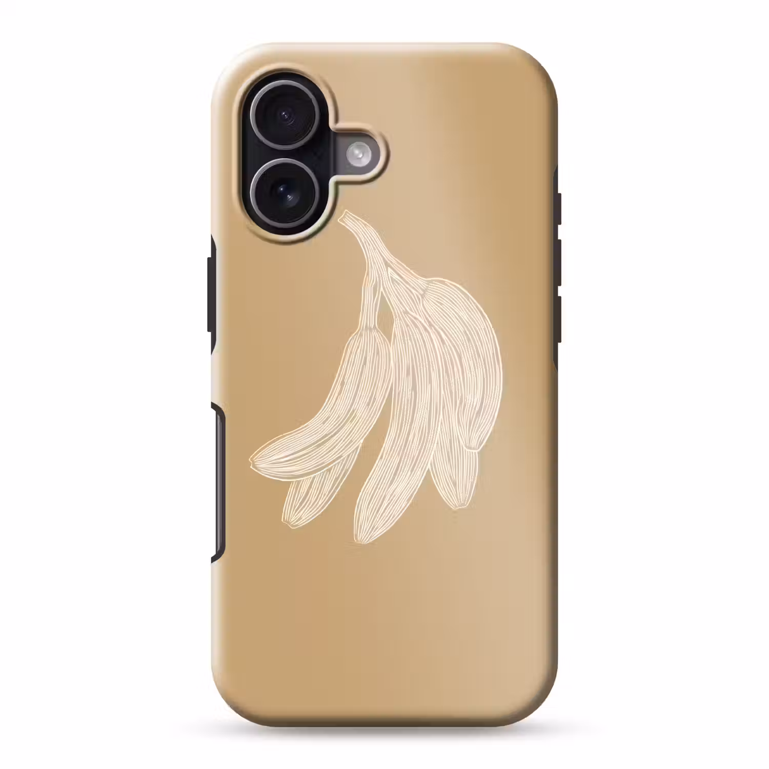 Bananen - Beige - Lijntekening - Minimalistisch Toughcase MagSafe Apple iPhone 17 klein -3d