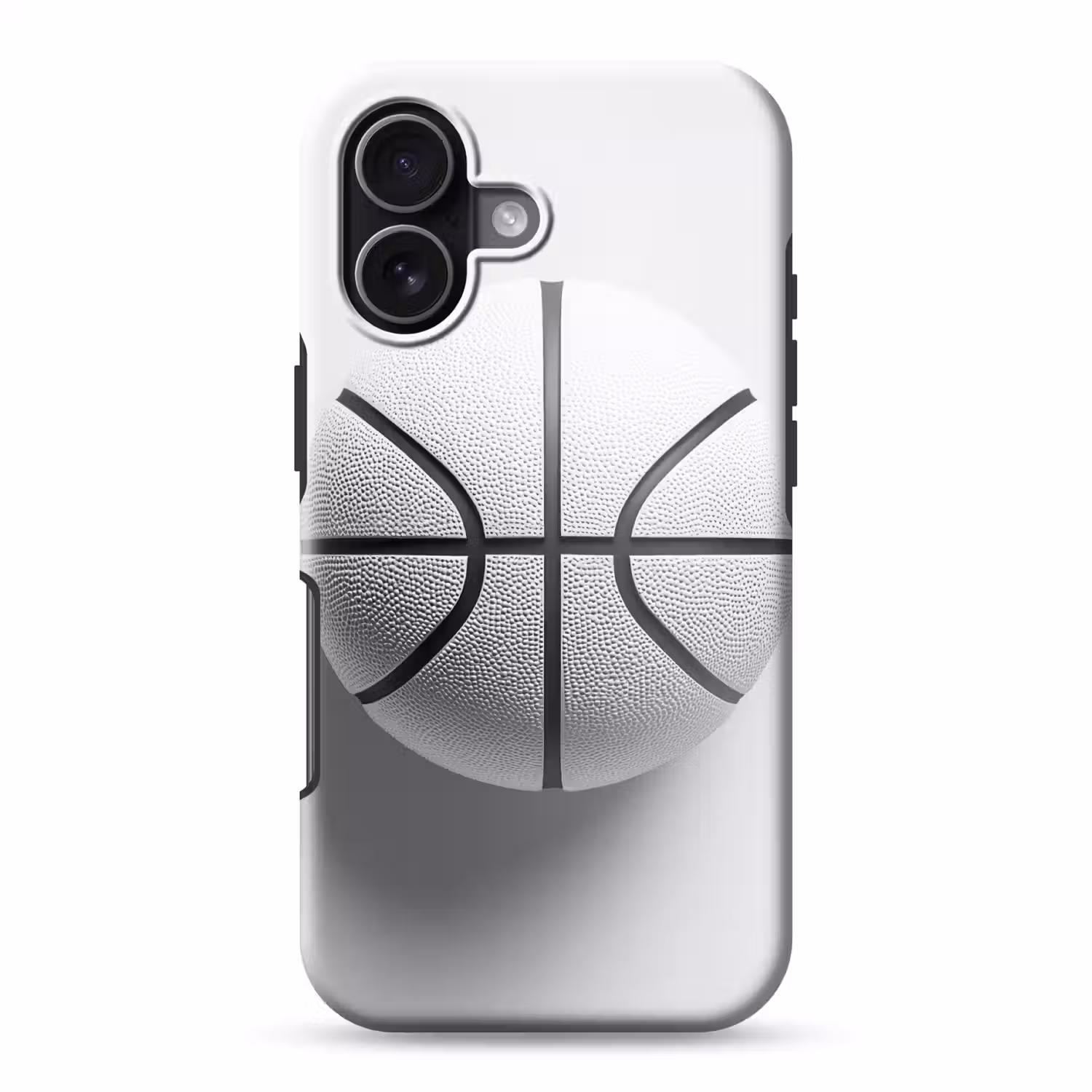 Basketbal - Wit - Schaduw - Lijnen Toughcase MagSafe Apple iPhone 17 klein -3d