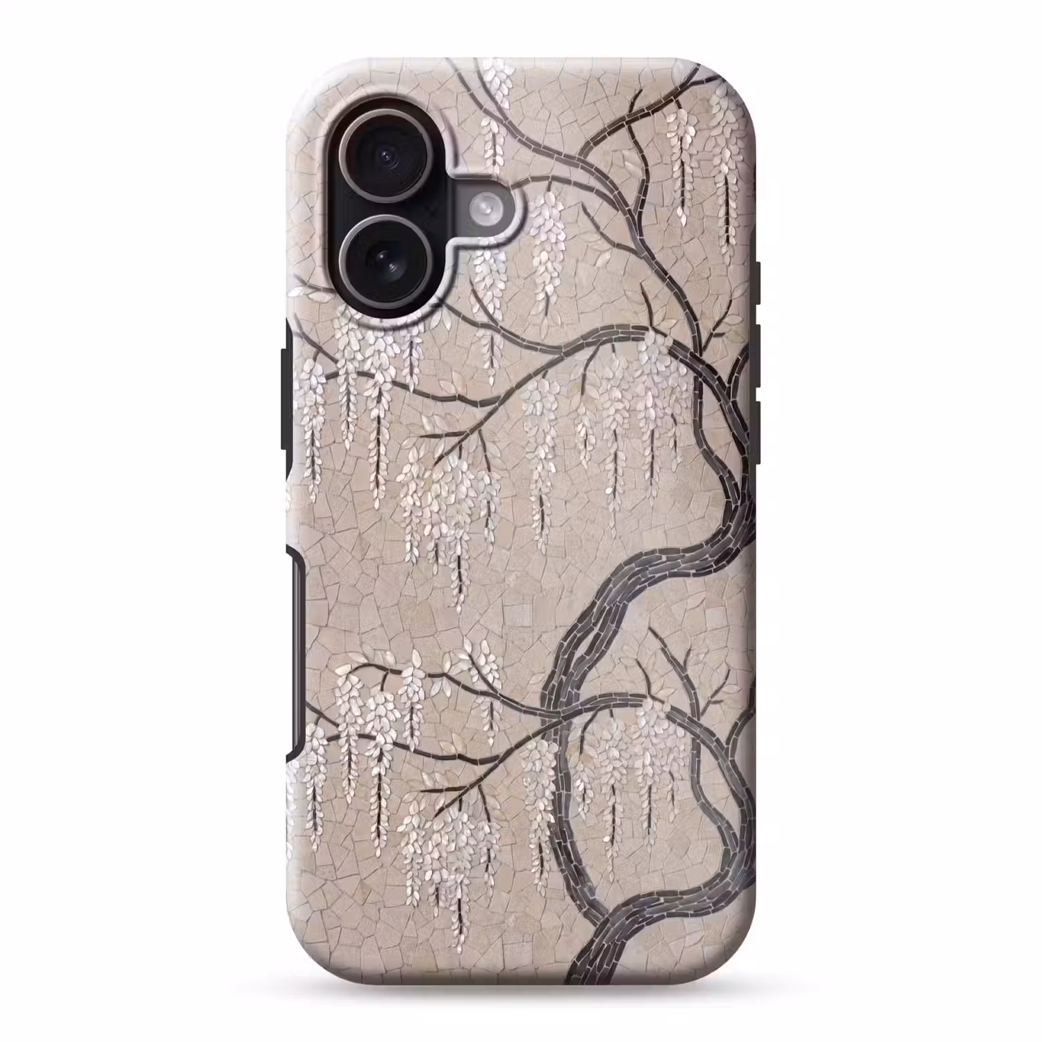 Boom - Bloemen - Mozaïek - Kunst - Wit Toughcase MagSafe Apple iPhone 17 klein -3d