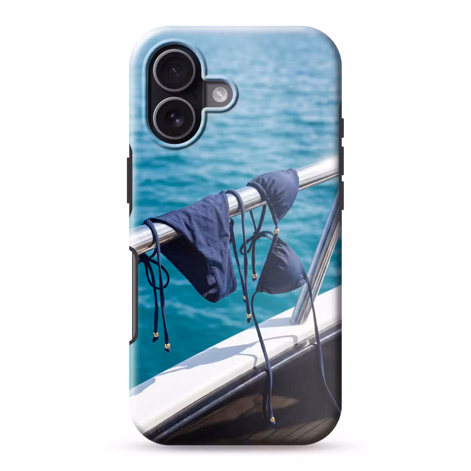 Bikini - Reling - Zee - Zomer - Blauw Toughcase MagSafe Apple iPhone 17 klein -3d