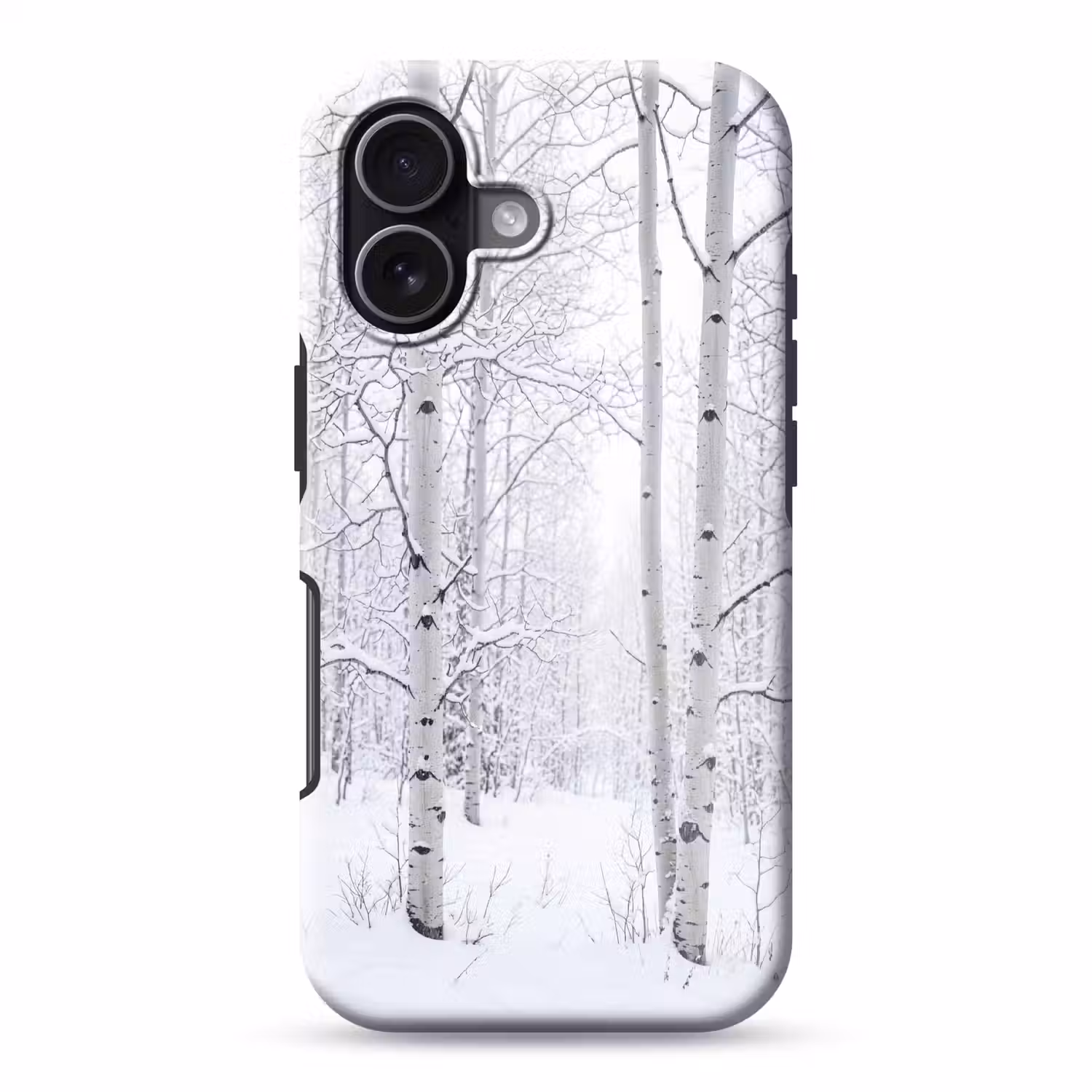 Berkenbomen - Sneeuw - Winter - Bos - Wit Toughcase MagSafe Apple iPhone 17 klein -3d
