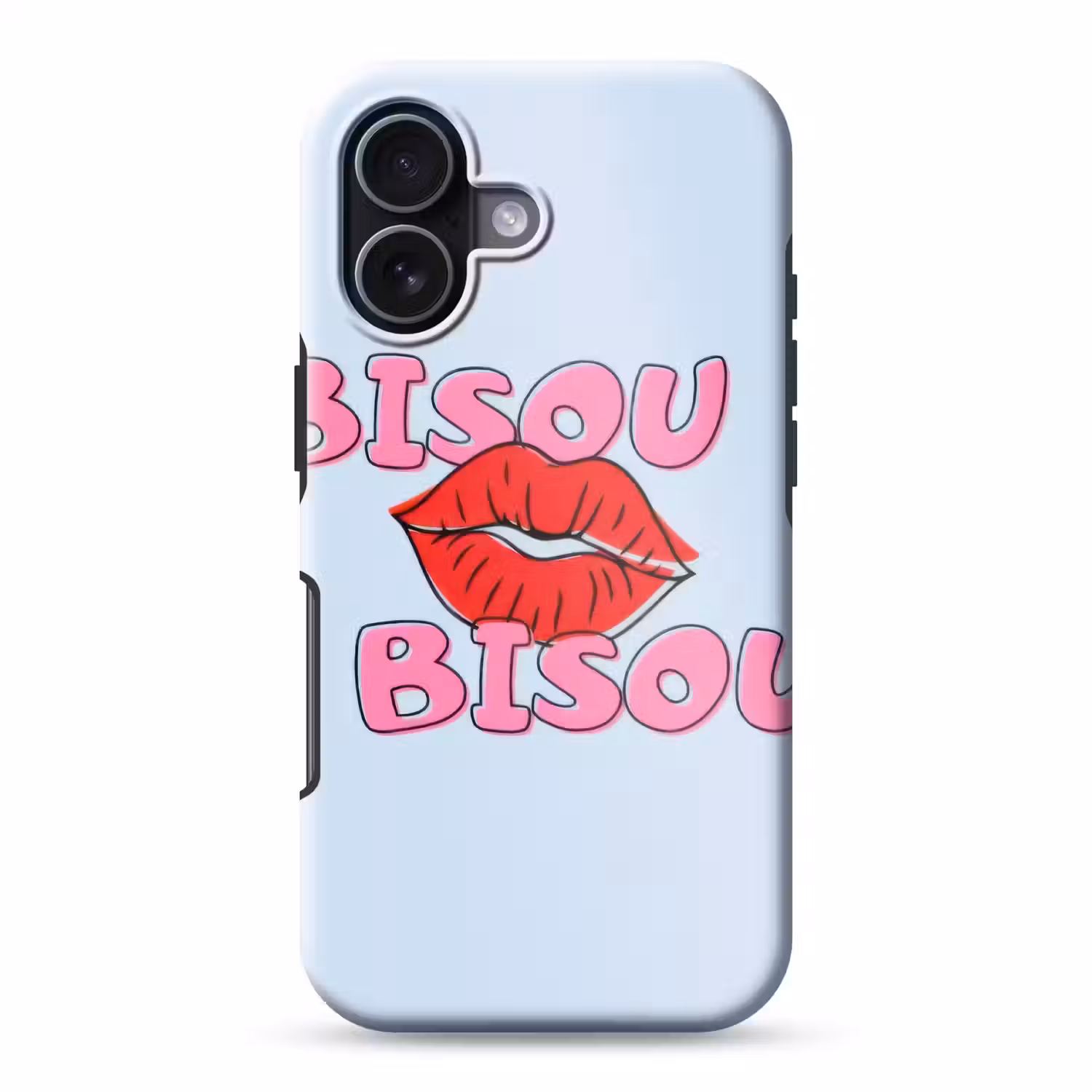 Bisou - Blauw - Roze - Lippen Toughcase MagSafe Apple iPhone 17 klein -3d
