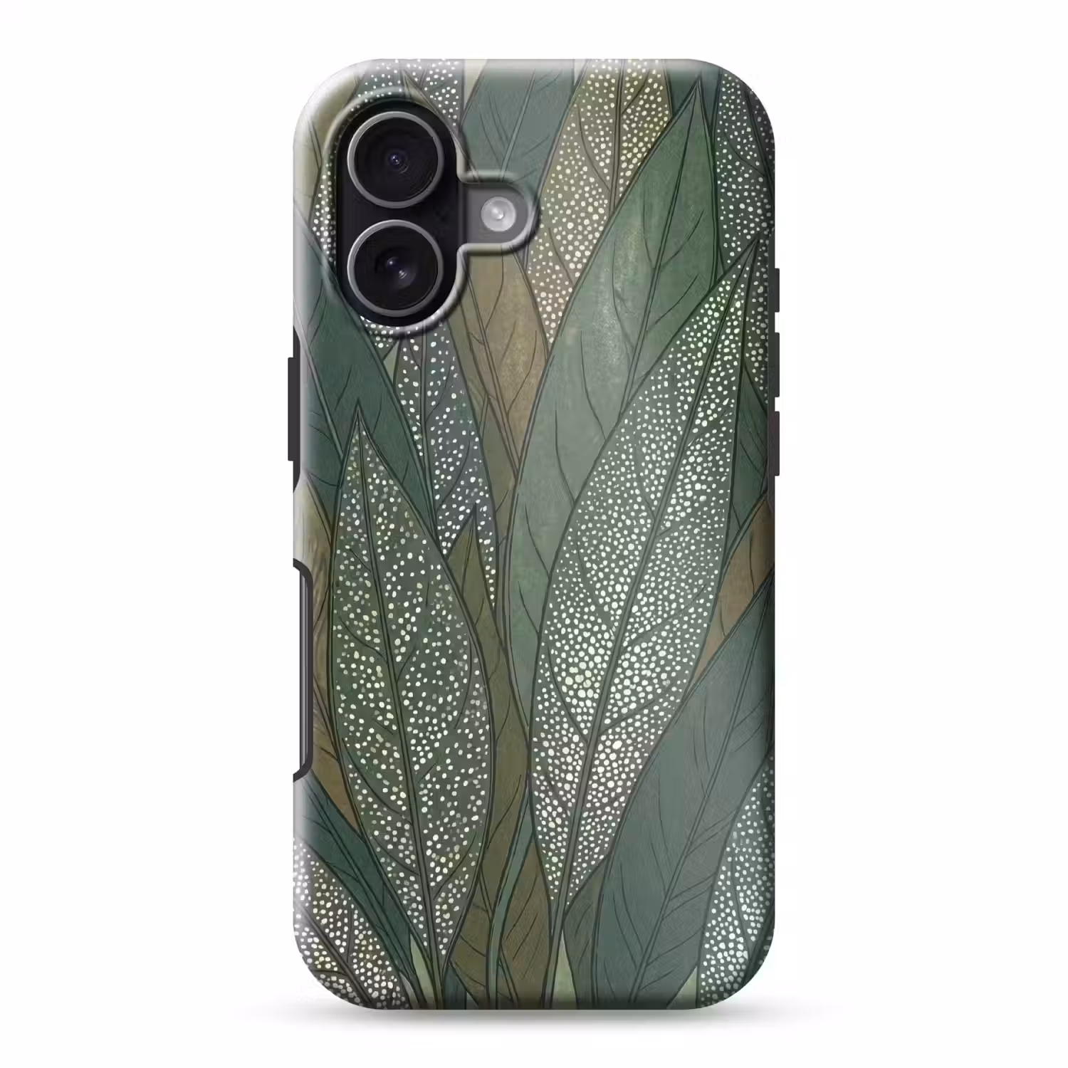 Bladeren - Patroon - Gestippeld - Natuur - Groen Toughcase MagSafe Apple iPhone 17 klein -3d