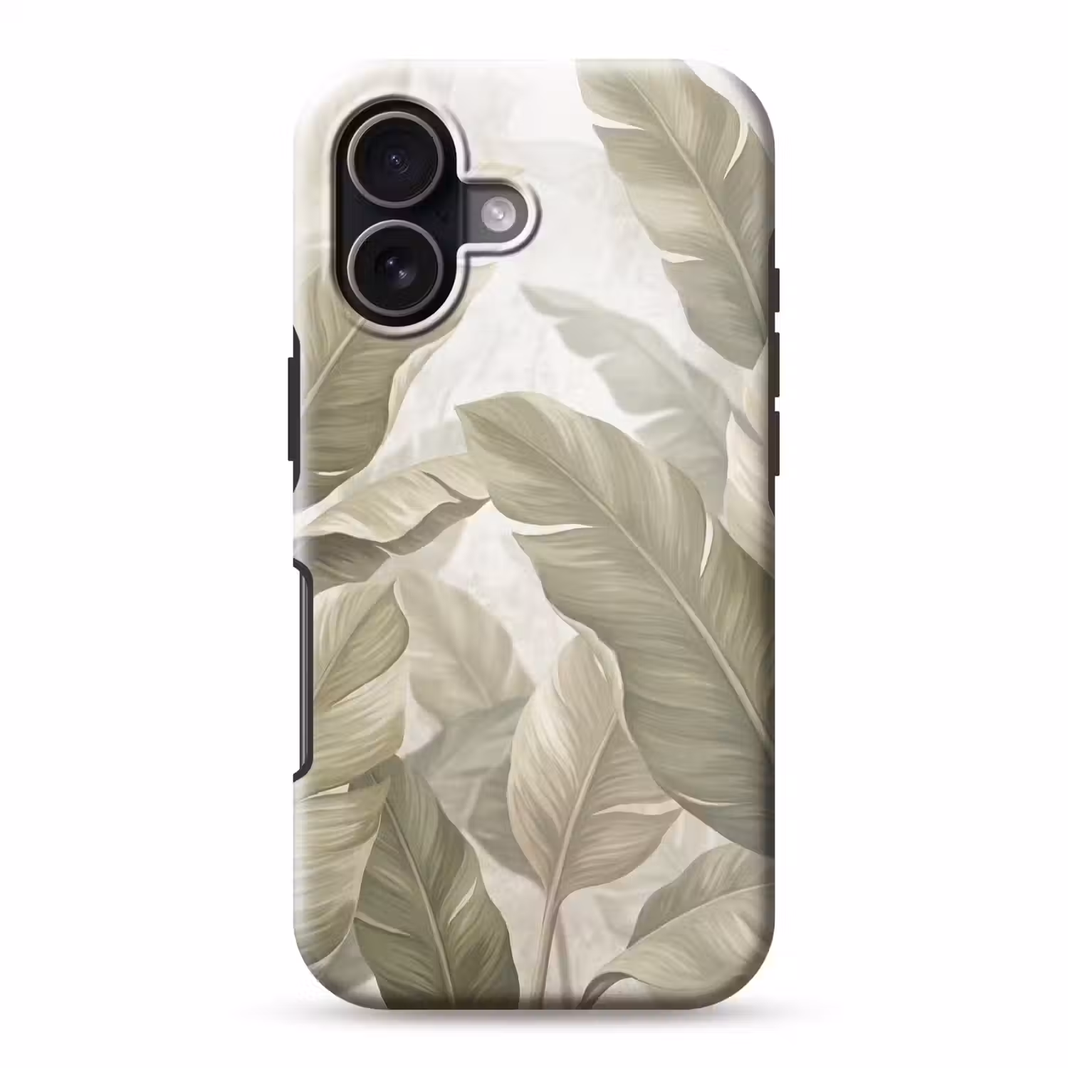 Bladeren - Tropisch - Natuur - Abstract - Beige Toughcase MagSafe Apple iPhone 17 klein -3d