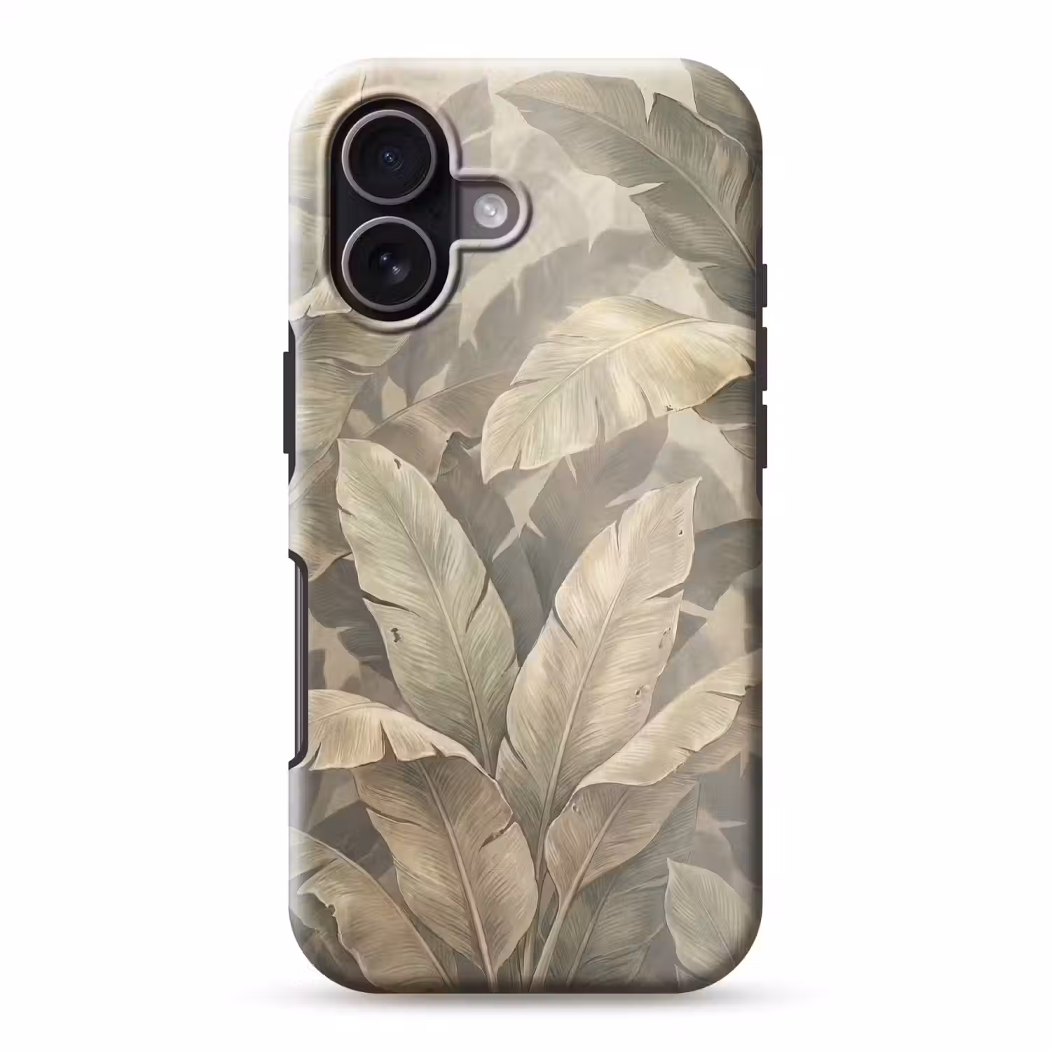 Bladeren - Tropisch - Natuur - Modern - Beige Toughcase MagSafe Apple iPhone 17 klein -3d