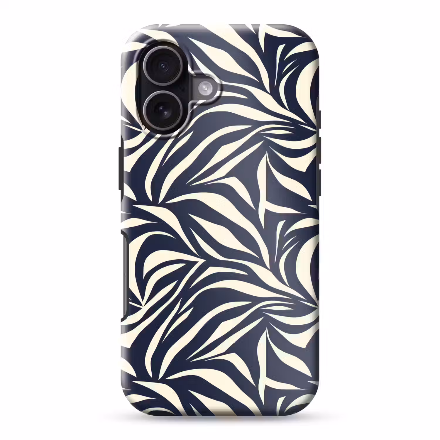 Bladvormen - Blauw - Patroon - Wit Toughcase MagSafe Apple iPhone 17 klein 1017 -3d