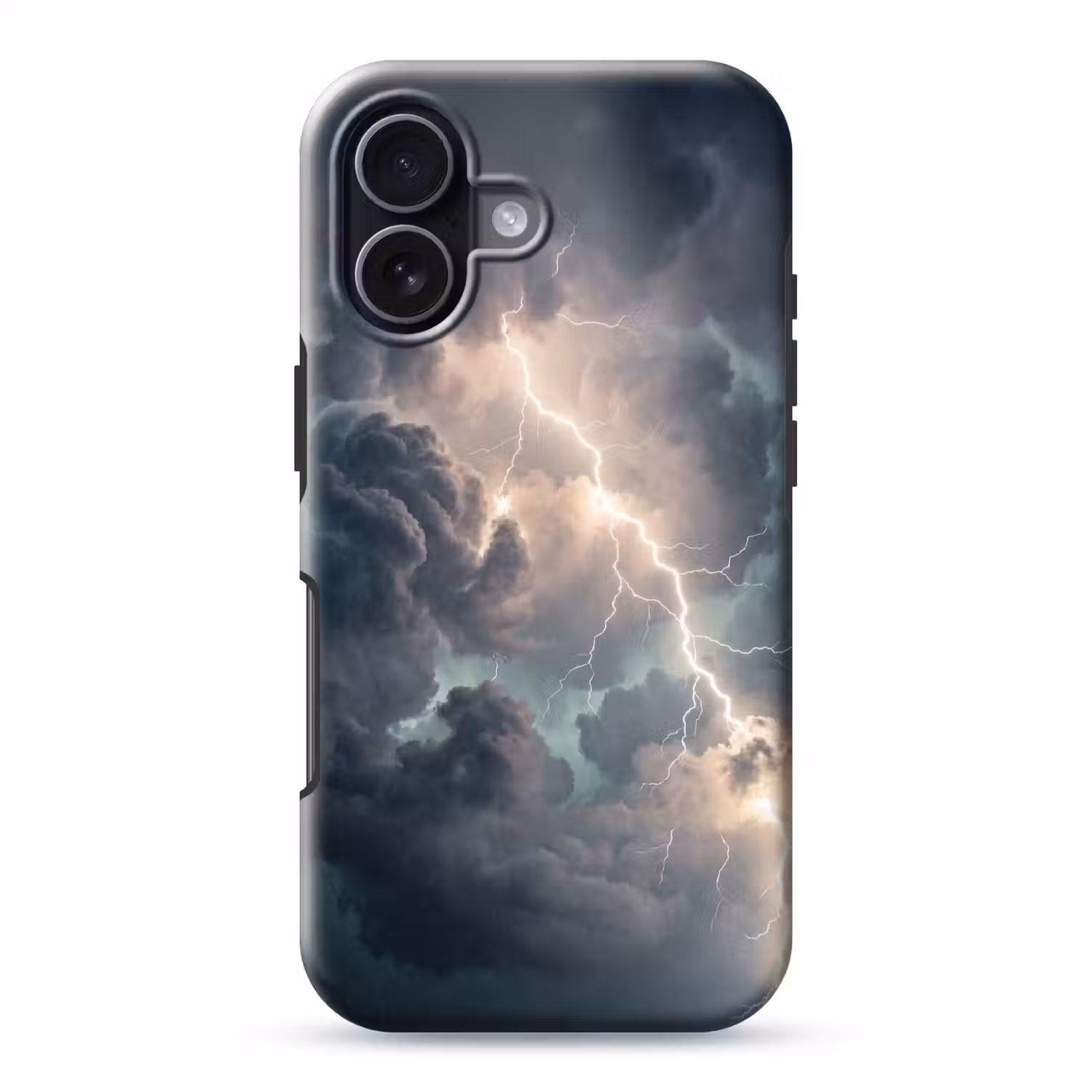 Bliksem - Storm - Natuur - Donker Toughcase MagSafe Apple iPhone 17 klein -3d