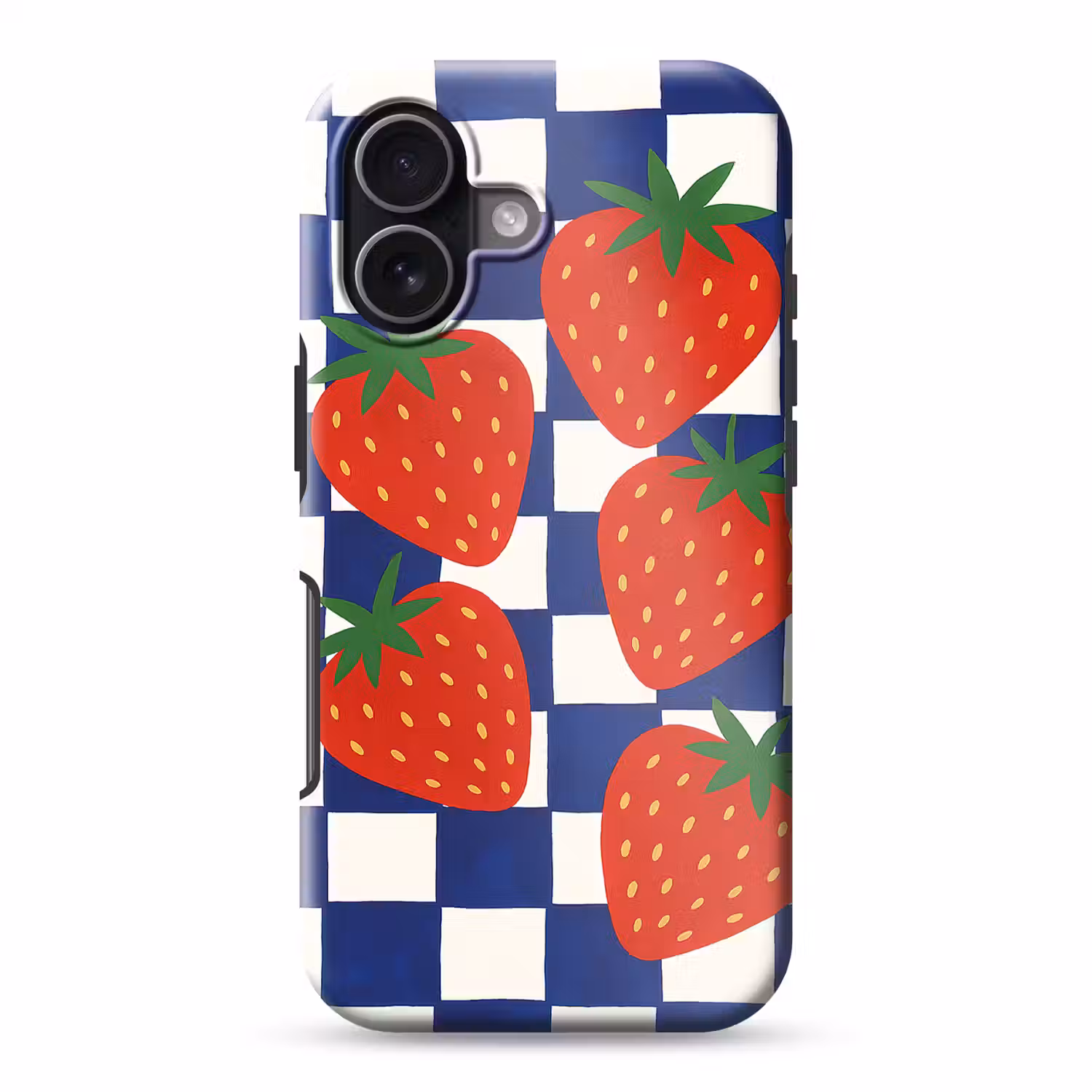 Geblokt - Blauw - Aardbeien Toughcase MagSafe Apple iPhone 17 klein -3d