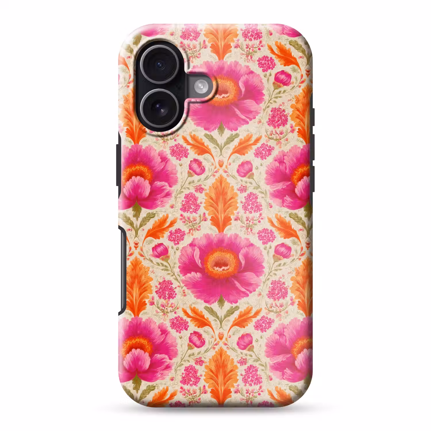 Bloemen - Barok - Roze - Oranje Toughcase MagSafe Apple iPhone 17 klein 1017 -3d
