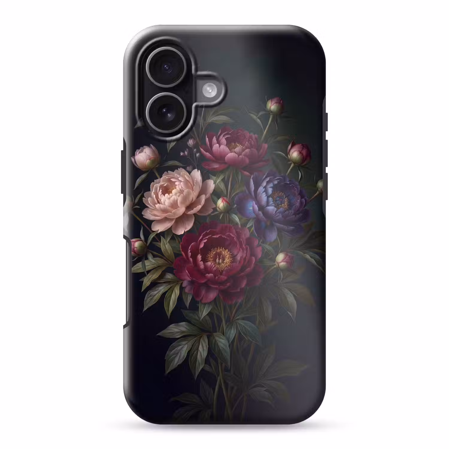 Bloemen - Boeket - Natuur - Modern - Donker Toughcase MagSafe Apple iPhone 17 klein -3d