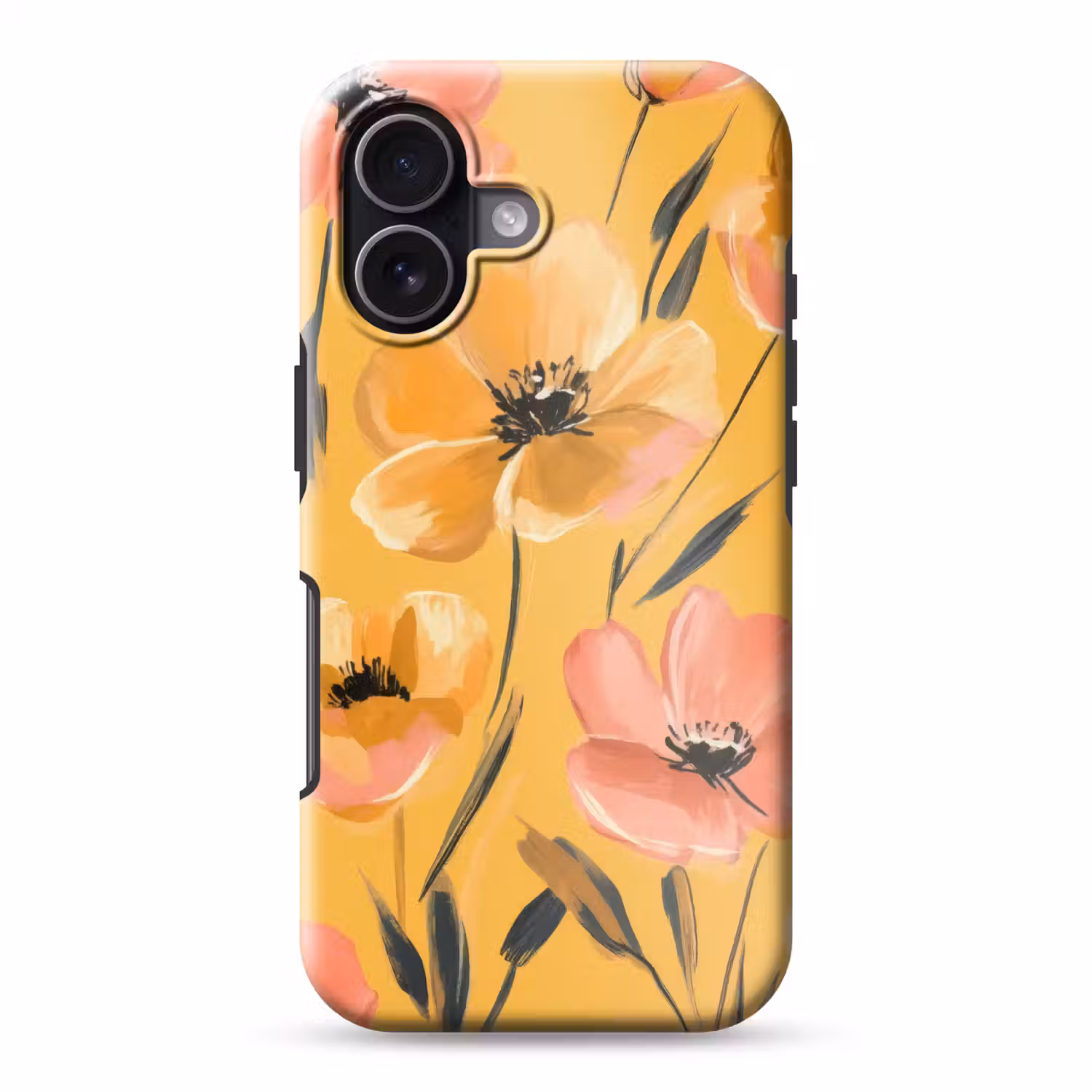 Bloemen - Geschilderd - Geel Toughcase MagSafe Apple iPhone 17 klein -3d