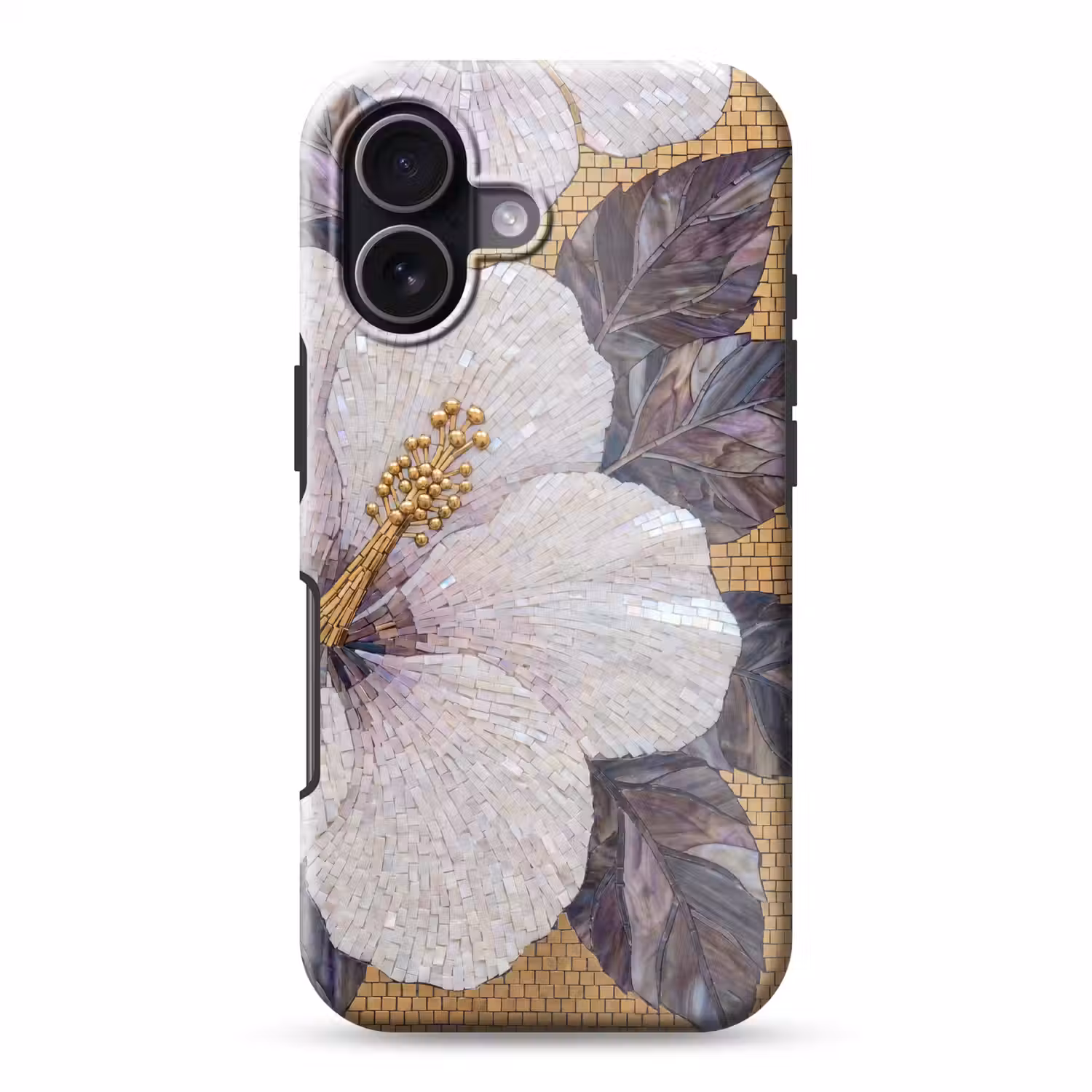 Bloemen - Mozaïek - Kunst - Modern - Goud Toughcase MagSafe Apple iPhone 17 klein -3d