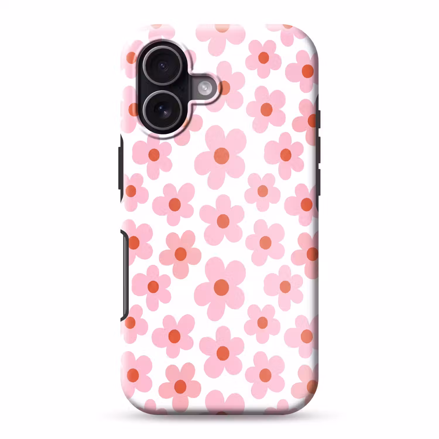 Bloemen - Patroon - Modern - Roze - Wit Toughcase MagSafe Apple iPhone 17 klein -3d