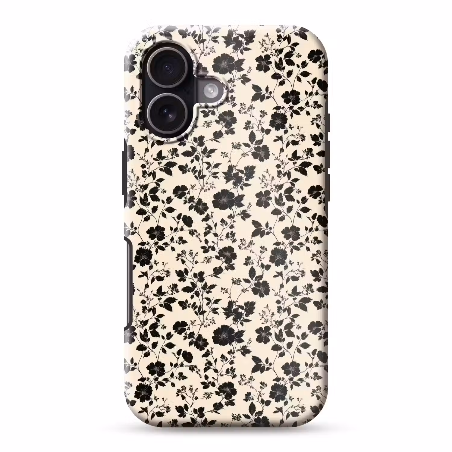 Bloemen - Dessin - Zwart Toughcase MagSafe Apple iPhone 17 klein 1017 -3d