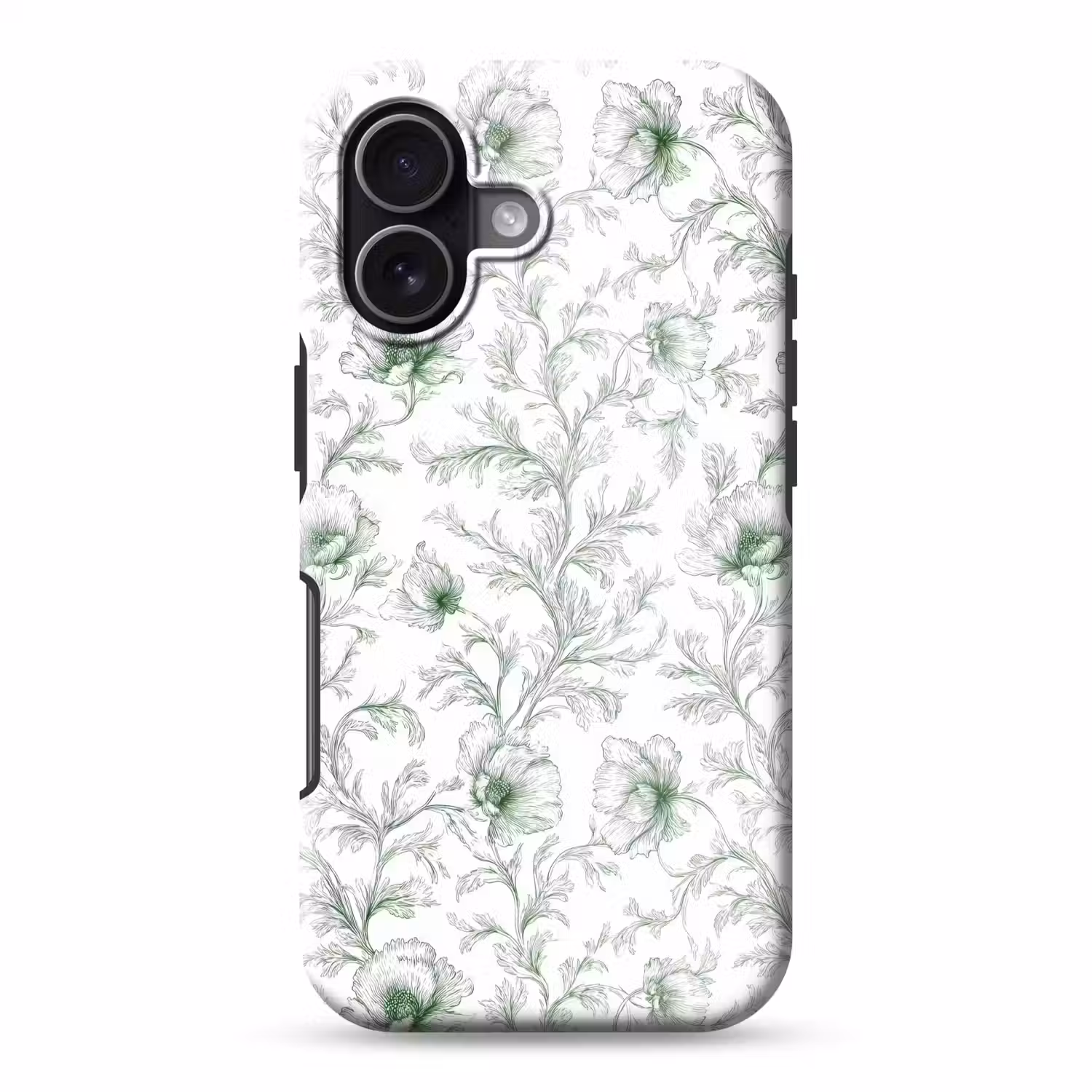 Bloemen - Getekend - Groen Toughcase MagSafe Apple iPhone 17 klein 1017 -3d