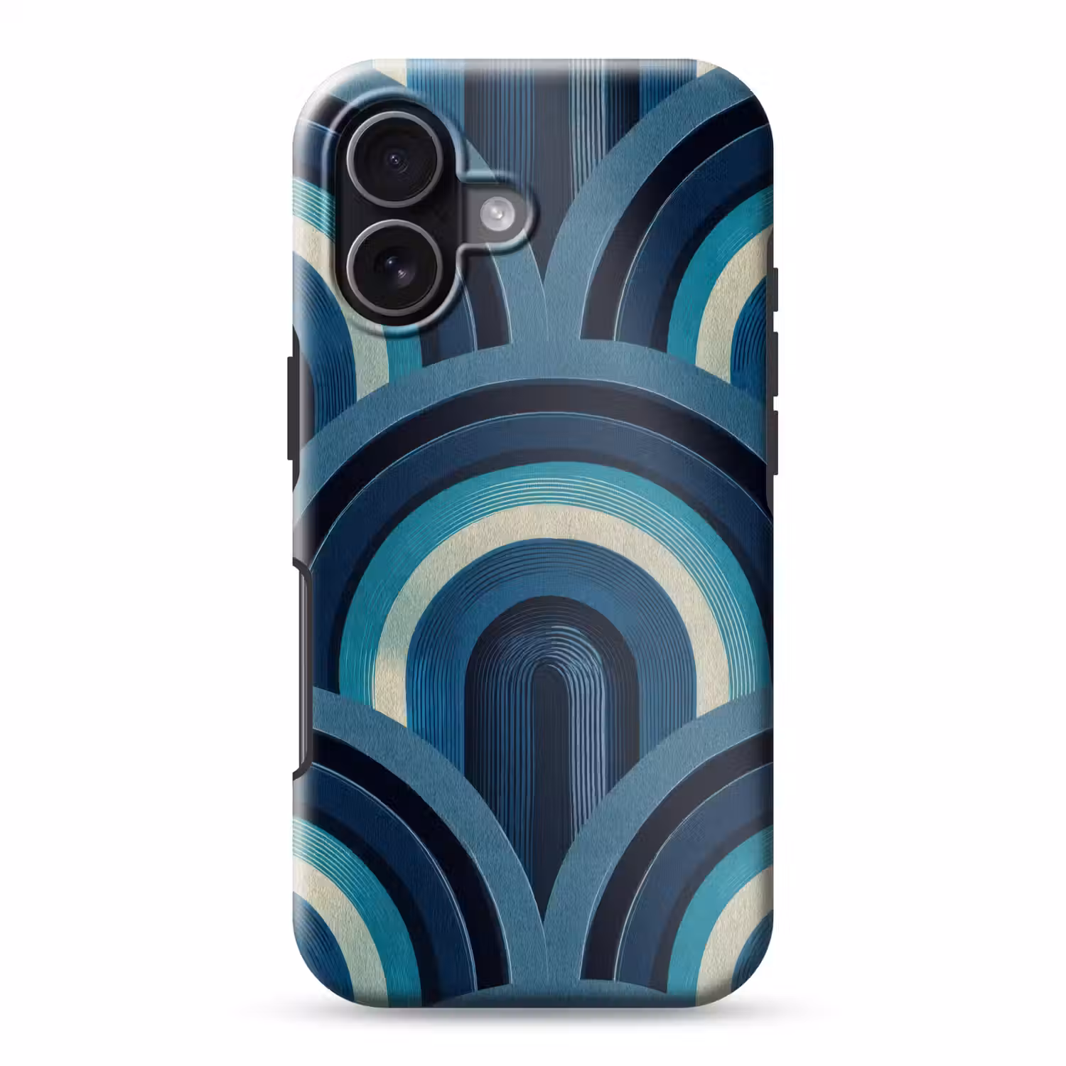 Bogen - Geometrisch - Patroon - Blauw - Retro Toughcase MagSafe Apple iPhone 17 klein 1017 -3d
