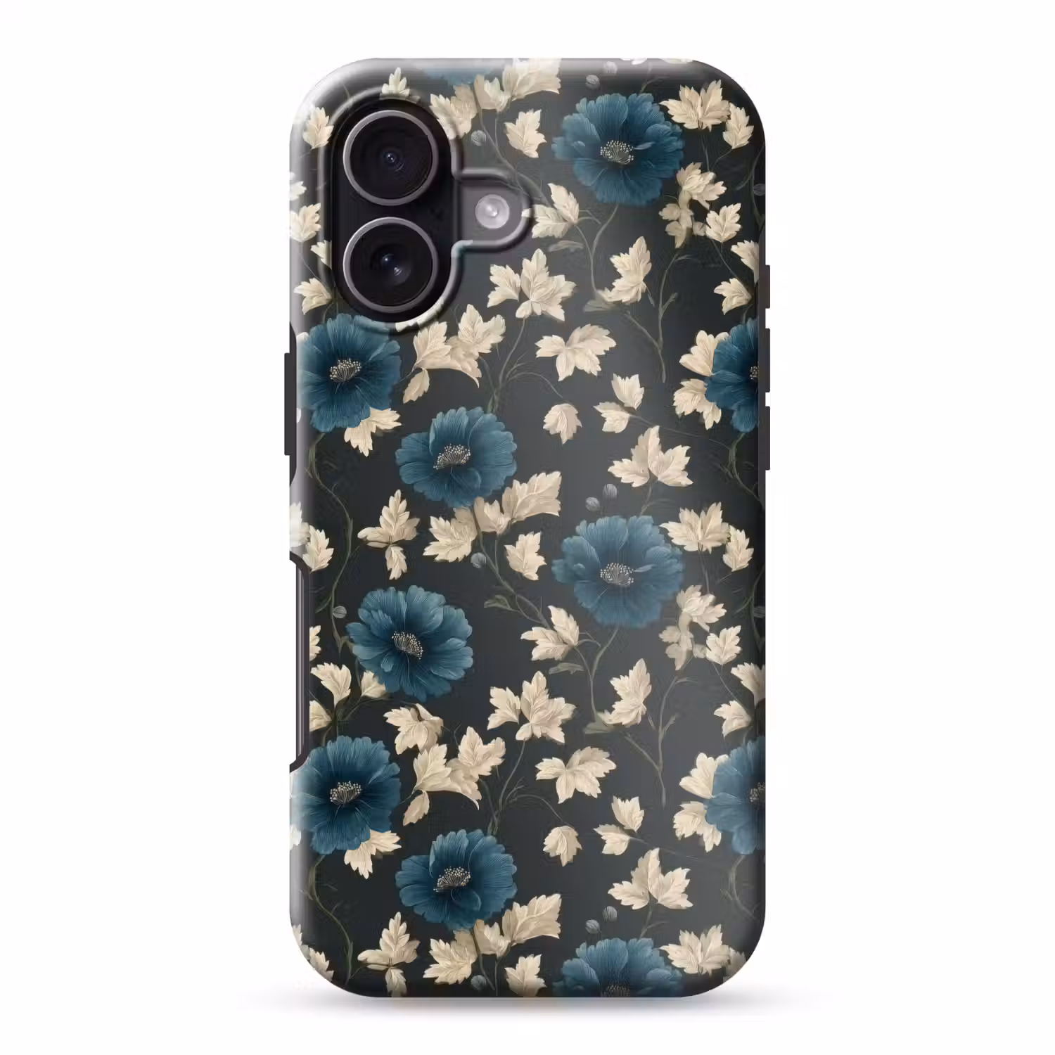 Botanisch - Bloemen - Blauw Toughcase MagSafe Apple iPhone 17 klein 1017 -3d