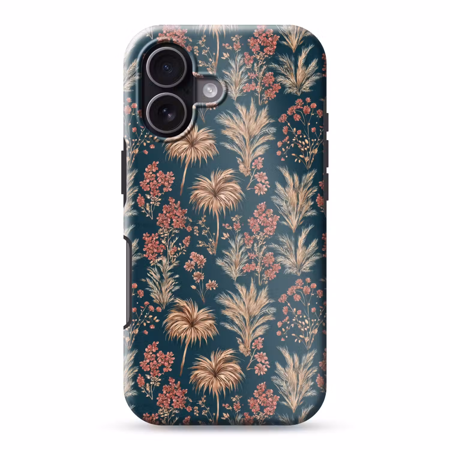 Botanisch - Patroon - Blauw Toughcase MagSafe Apple iPhone 17 klein 1017 -3d