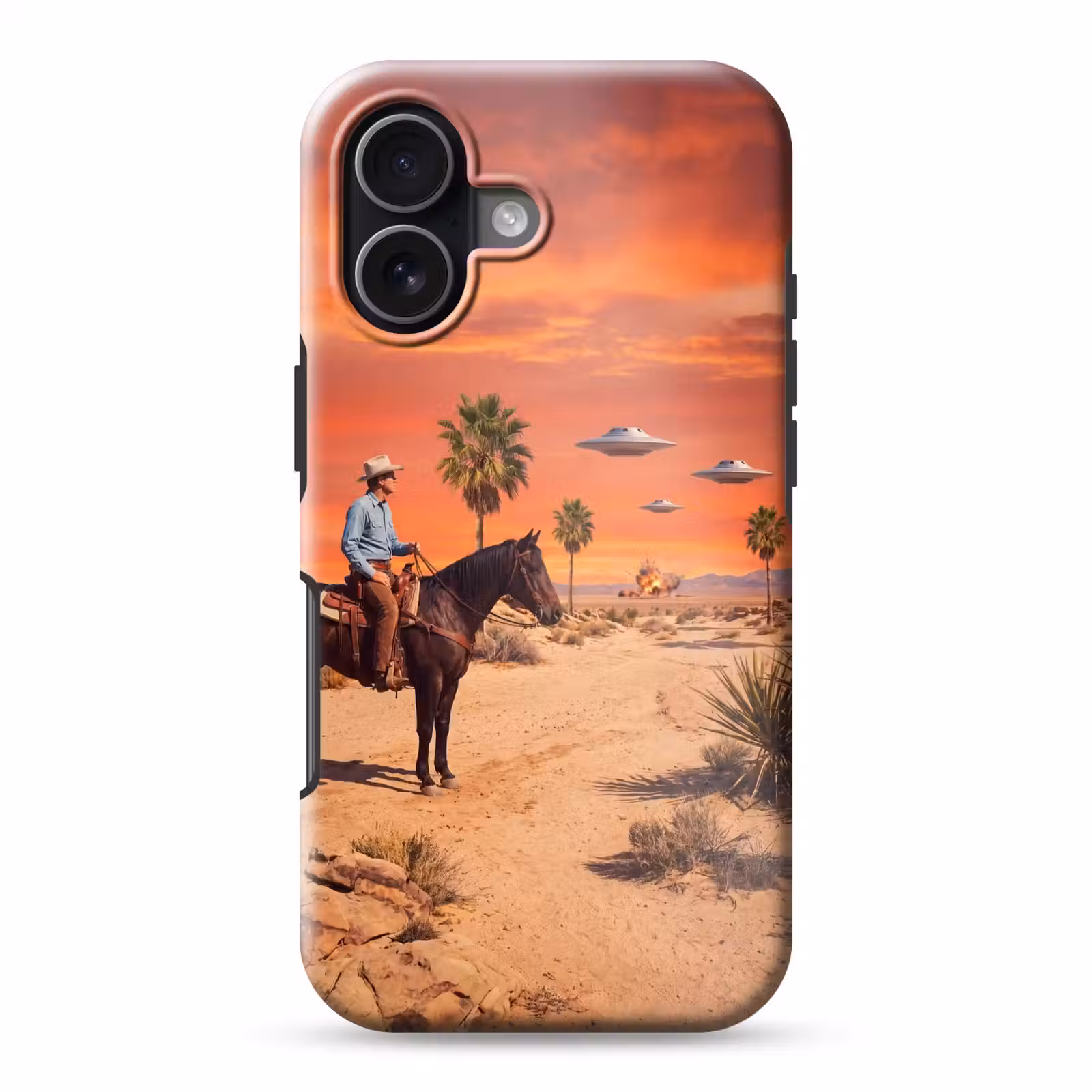 Handyhülle Toughcase - Cowboy – Pferd – Wüste - Cowboy - Paard - Woestijn Toughcase MagSafe Apple iPhone 17 klein