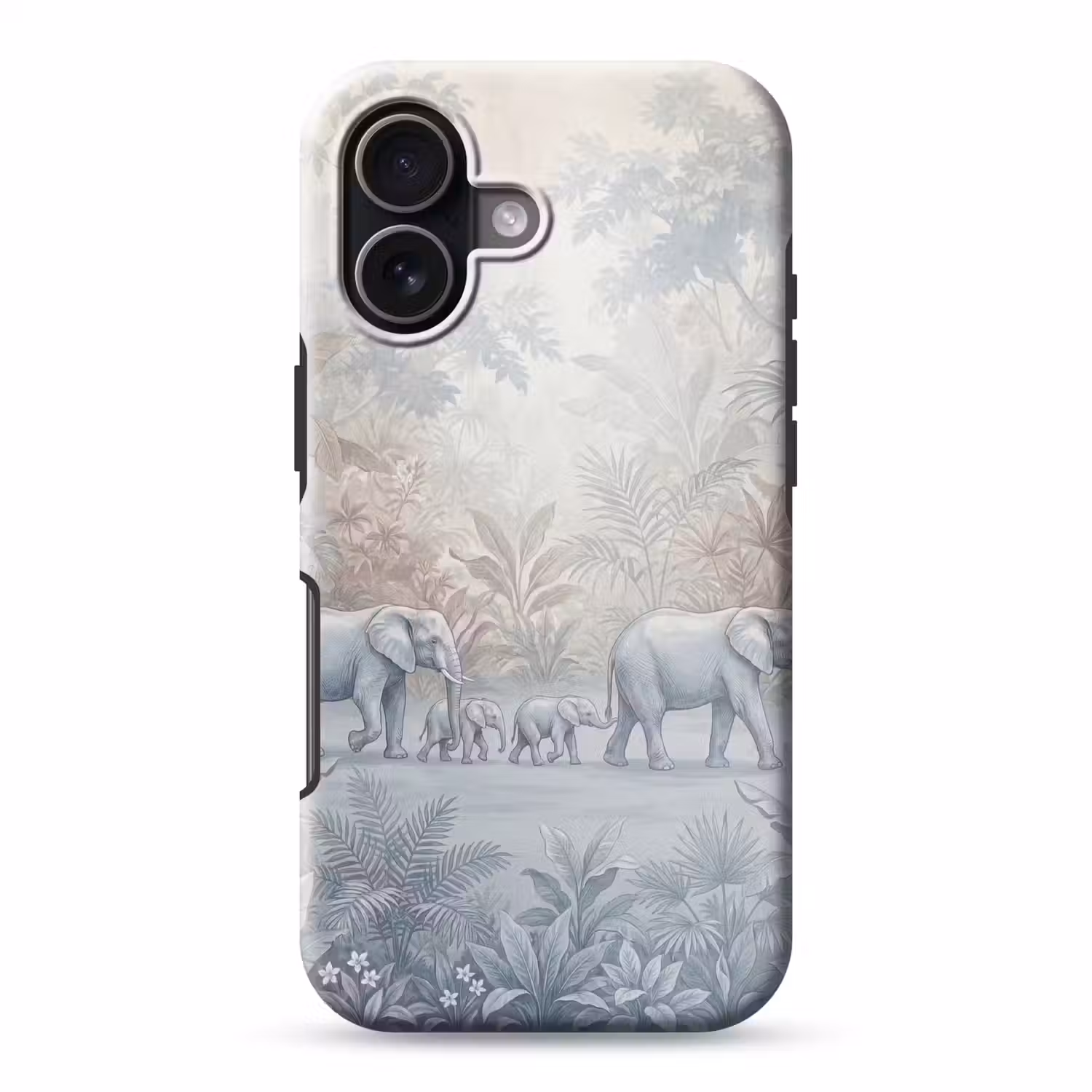 Olifant - Familie - Jungle - Illustratie - Grijs Toughcase MagSafe Apple iPhone 17 klein -3d