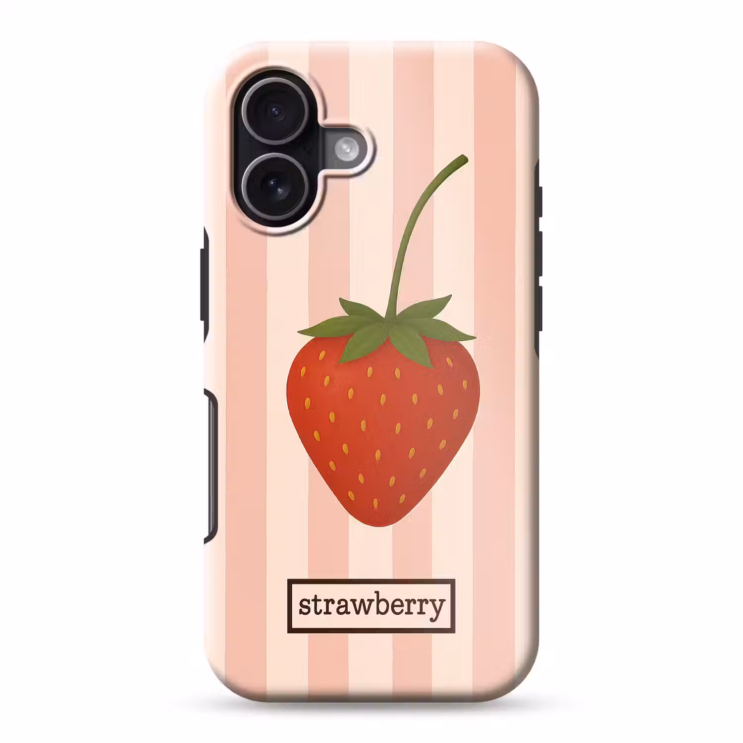 Aardbei - Strepen - Minimalistisch - Rood Toughcase MagSafe Apple iPhone 17 klein -3d
