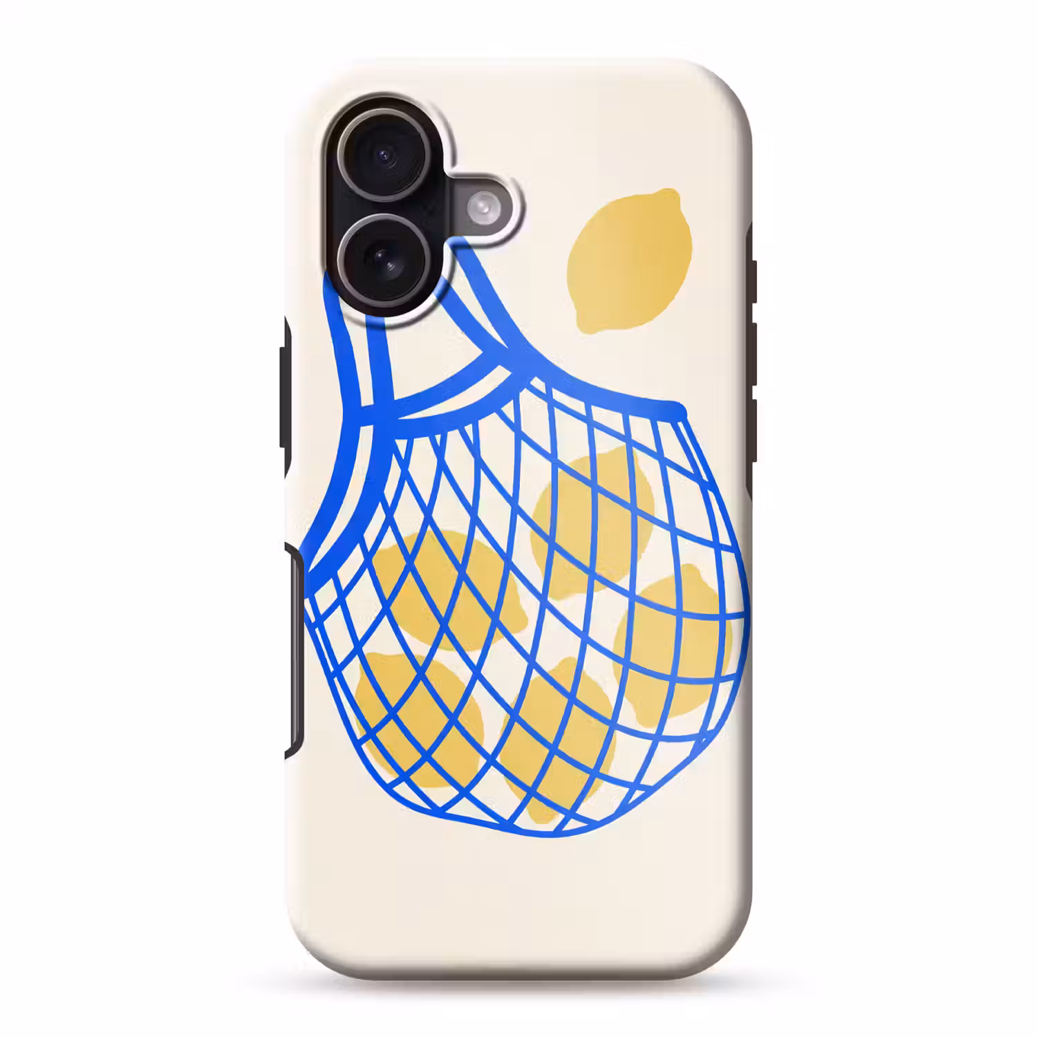 Eten - Citroen - Boodschappen - Abstract - Geel - Blauw Toughcase MagSafe Apple iPhone 17 klein -3d