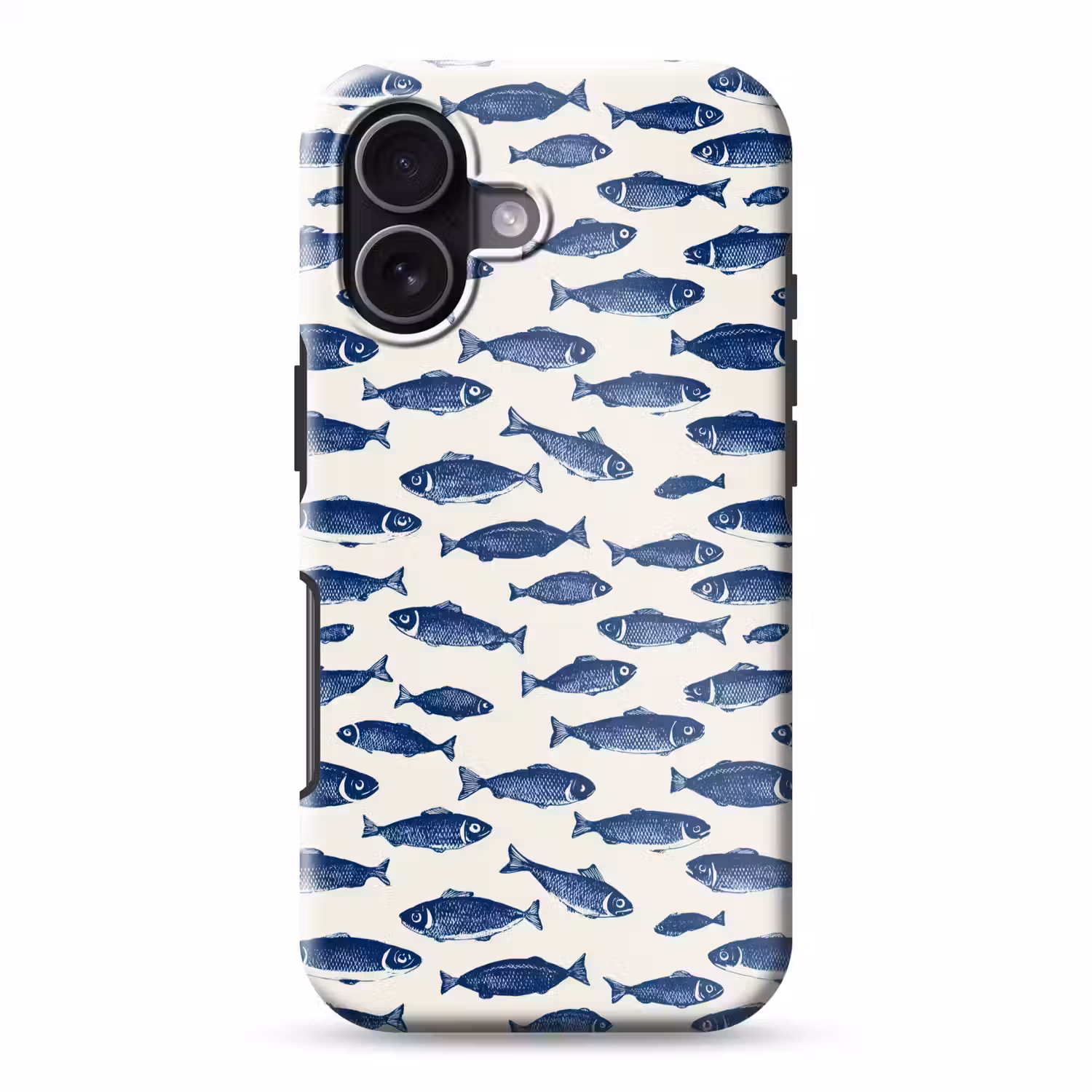 Vissen - Patroon - Blauw - Wit Toughcase MagSafe Apple iPhone 17 klein 1017 -3d