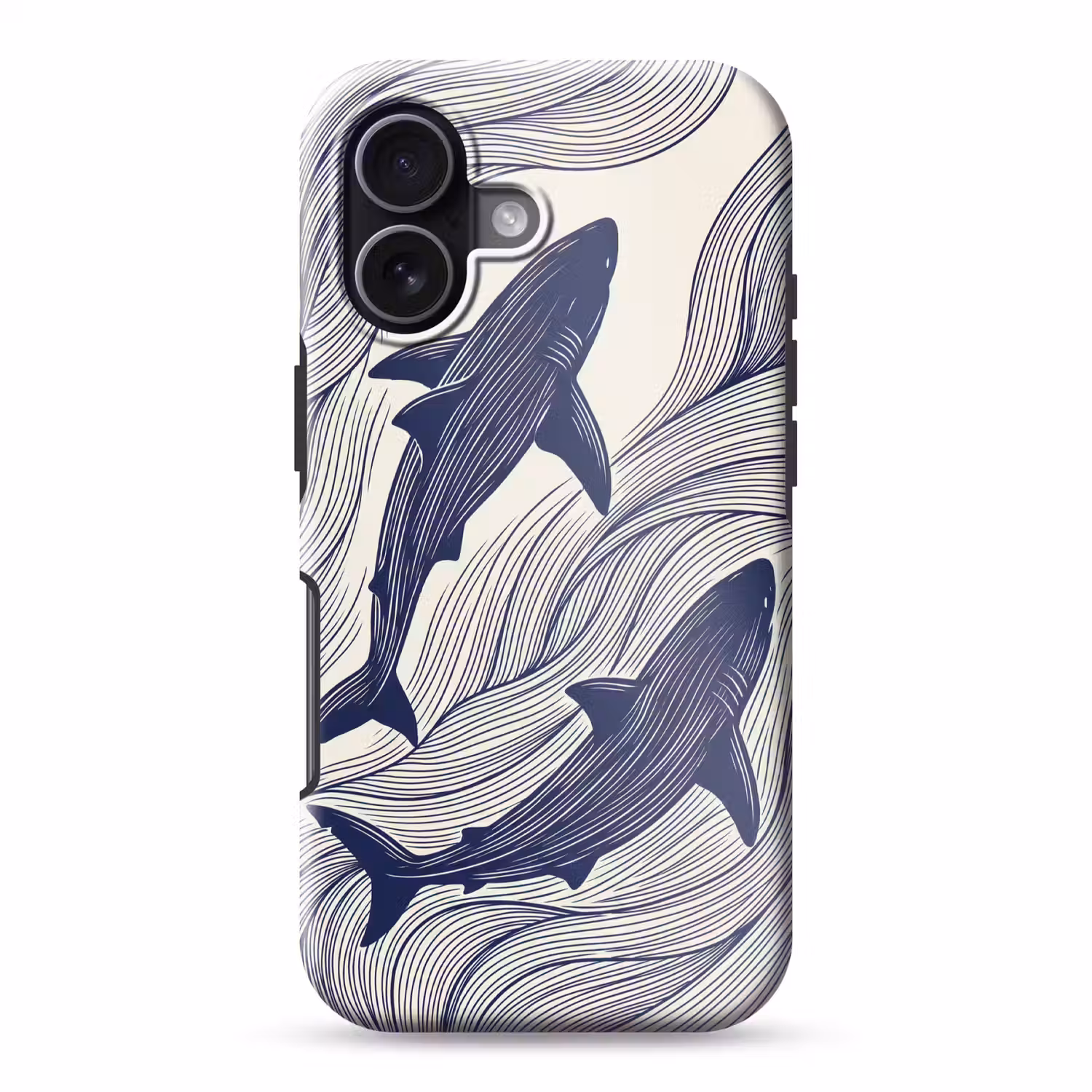 Vis - Oceaan - Lijntekening - Blauw - Dieren Toughcase MagSafe Apple iPhone 17 klein -3d