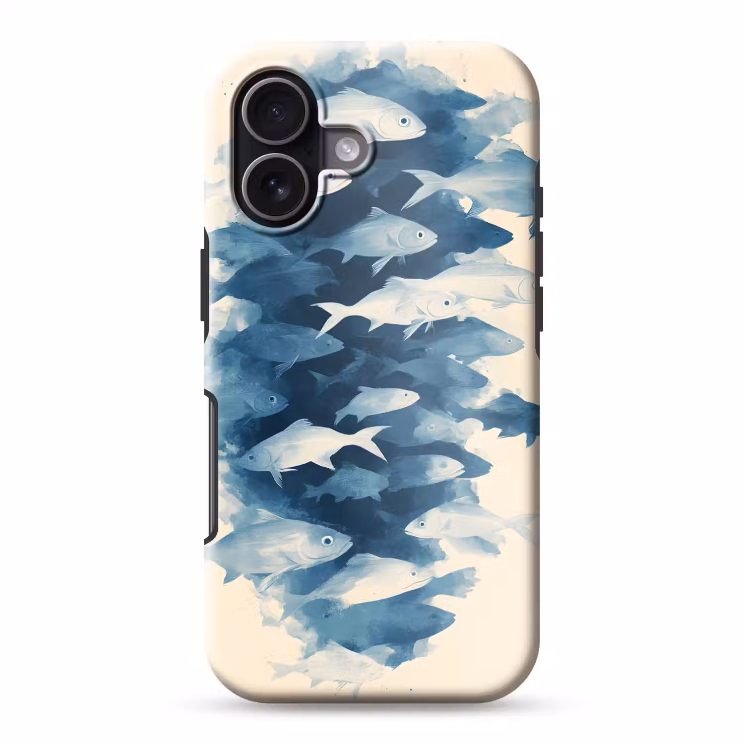 Vissen - Minimalistisch - Blauw Toughcase MagSafe Apple iPhone 17 klein -3d