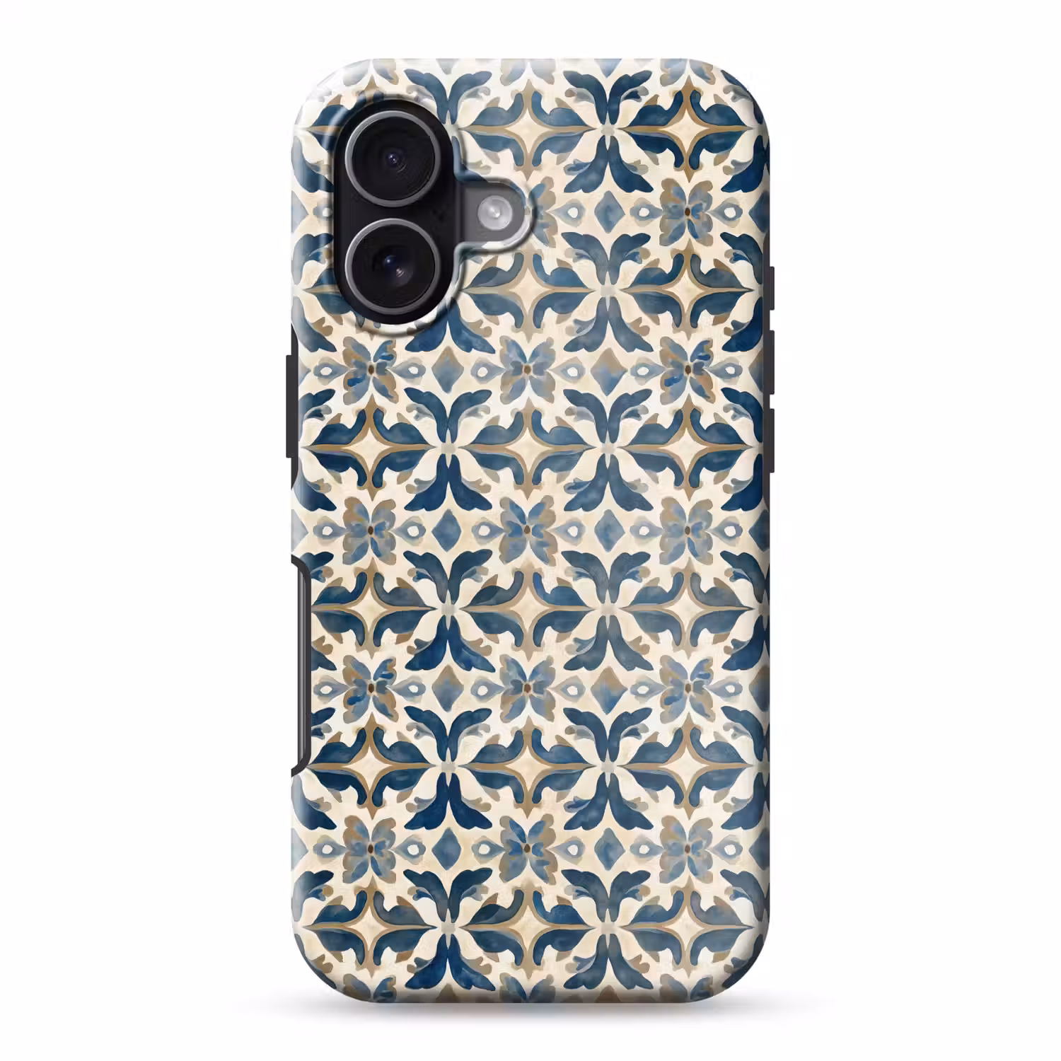Tegel - Patroon - Blauw - Beige Toughcase MagSafe Apple iPhone 17 klein 1017 -3d