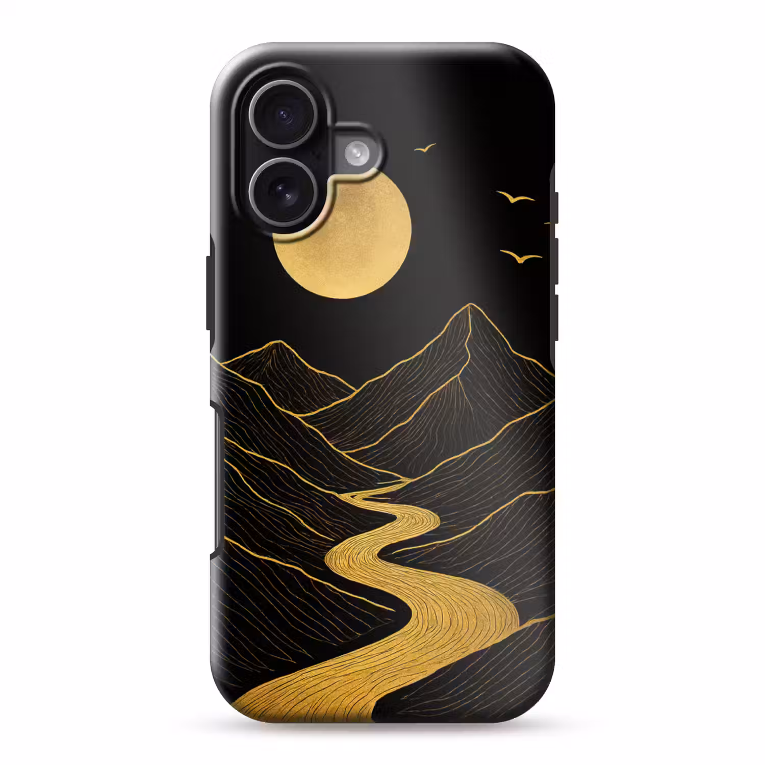 Rivier - Goud - Maan - Vogels Toughcase MagSafe Apple iPhone 17 klein -3d