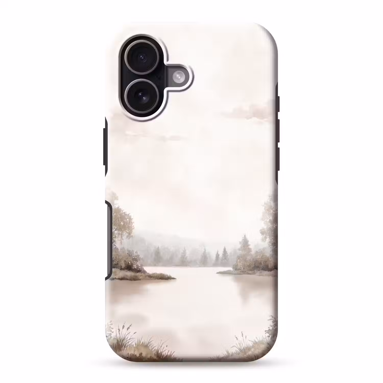 Rivierlandschap - Minimalistisch - Aardetinten Toughcase MagSafe Apple iPhone 17 klein -3d