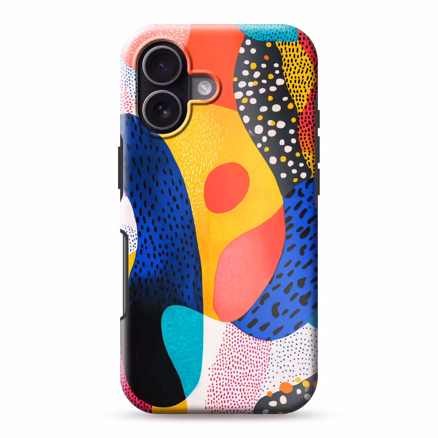 Vormen - Abstract - Stippels - Blauw Toughcase MagSafe Apple iPhone 17 klein -3d