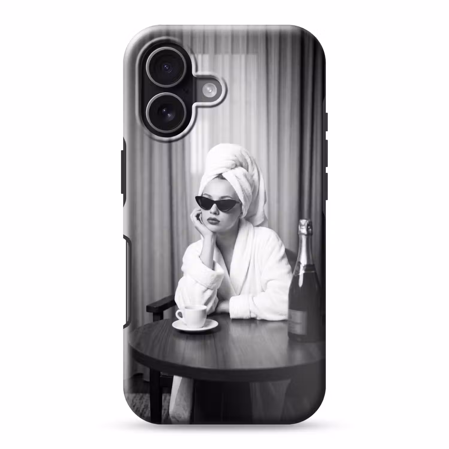 Vrouw - Bubbels - Zwart - Wit Toughcase MagSafe Apple iPhone 17 klein -3d