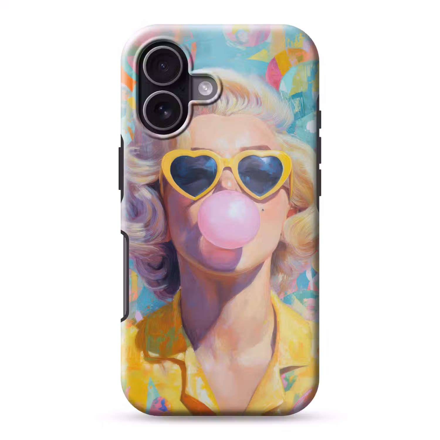 Vrouw - Blond - Roze kauwgom - Kleurrijk - Pastel Toughcase MagSafe Apple iPhone 17 klein -3d