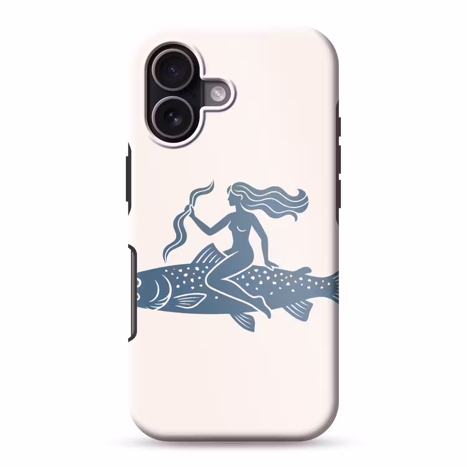 Vrouw - Vis - Fantasie - Abstract - Blauw Toughcase MagSafe Apple iPhone 17 klein -3d
