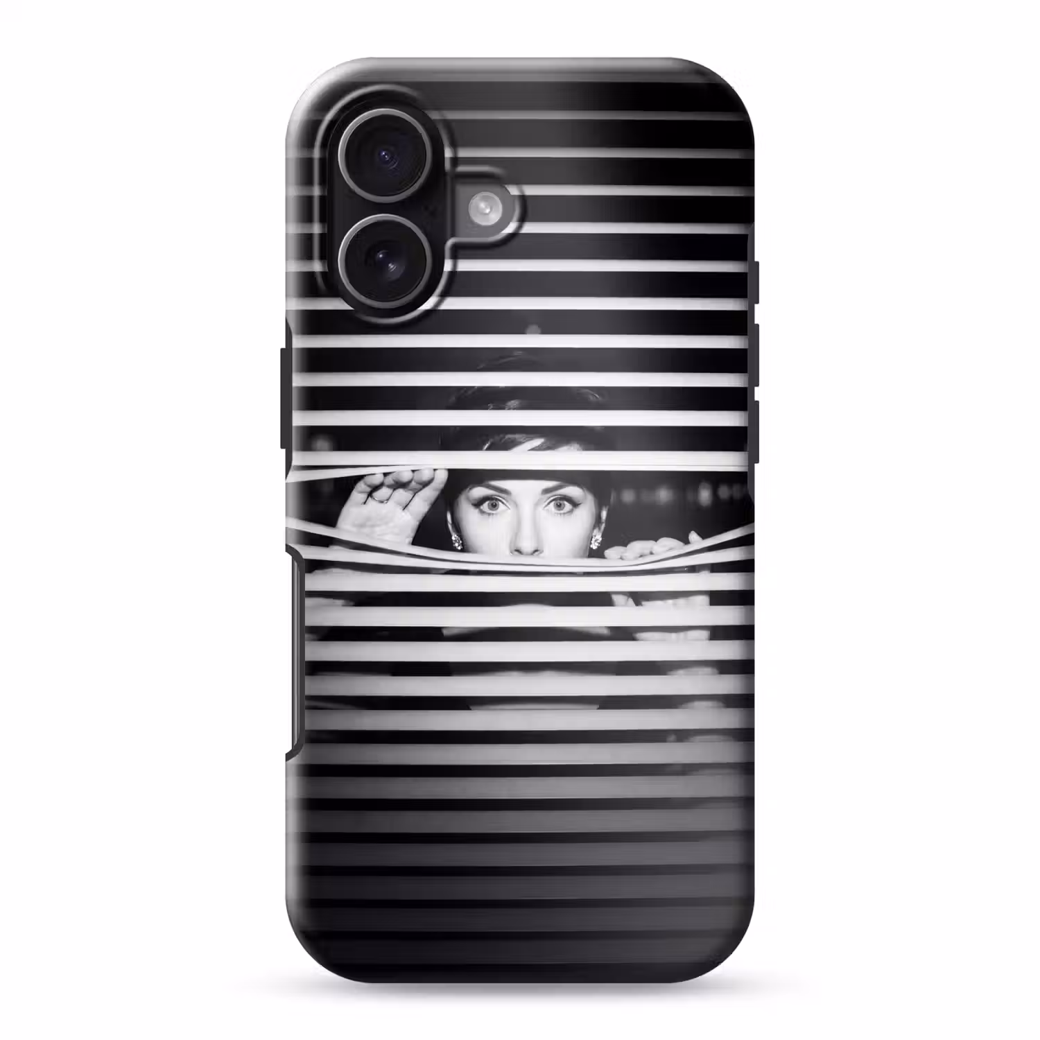 Vrouw - Jaloezieën - Portret - Zwart-wit Toughcase MagSafe Apple iPhone 17 klein -3d